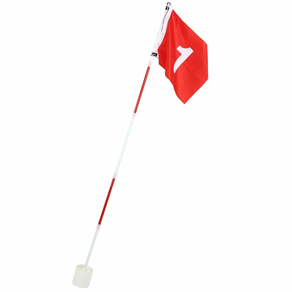 Ejoyous Ensemble de Drapeaux de Trou de Golf, Lot de 5 Drapeaux de Portables avec Drapeau Rouge Fanion et Putting Cup Mât de Drapeau Vert de Amovible