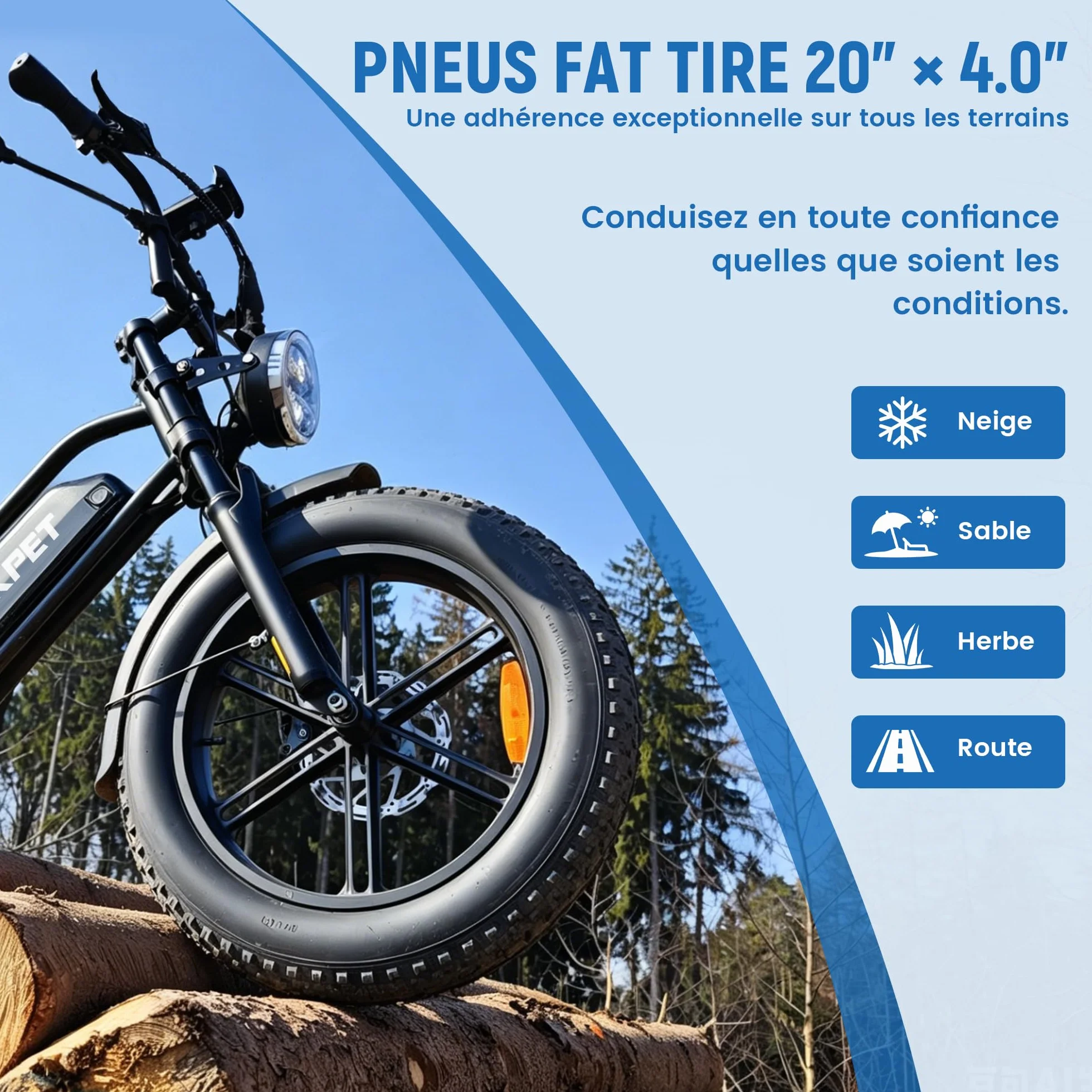 Mukkpet Racer Vélo électrique 48V 18Ah 864Wh pour Adultes, Jusqu’à 120 km d’autonomie, Fat Tire 20” x 4.0 Tout Terrain, Double Suspension, vélo électrique Adulte (Black)