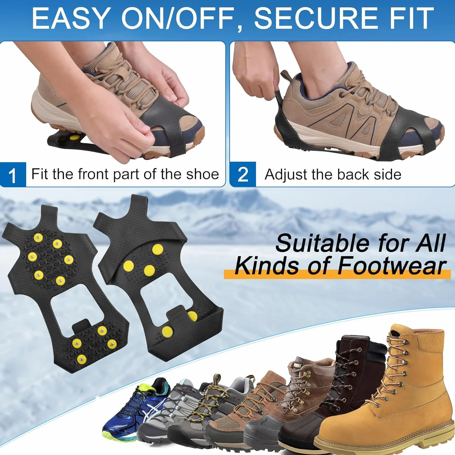 Crampons Antidérapant à Neige pour Chaussures Randonnée Hommes Femmes