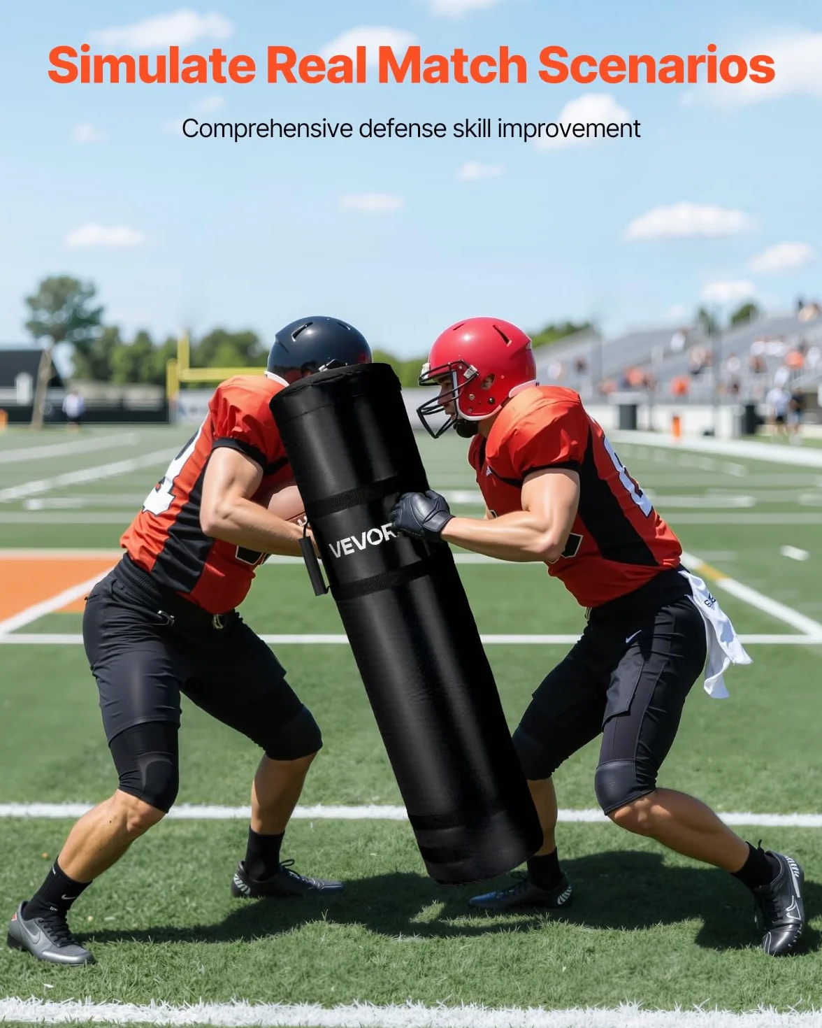 VEVOR Sac de Plaquage de Rugby 122 cm, Matériels d’Entraînement de Football Américain de en Éponge Haute Densité, Coussin de Blocage avec Poignées, pour Exercices de Tacle Arts Martiaux, Noir