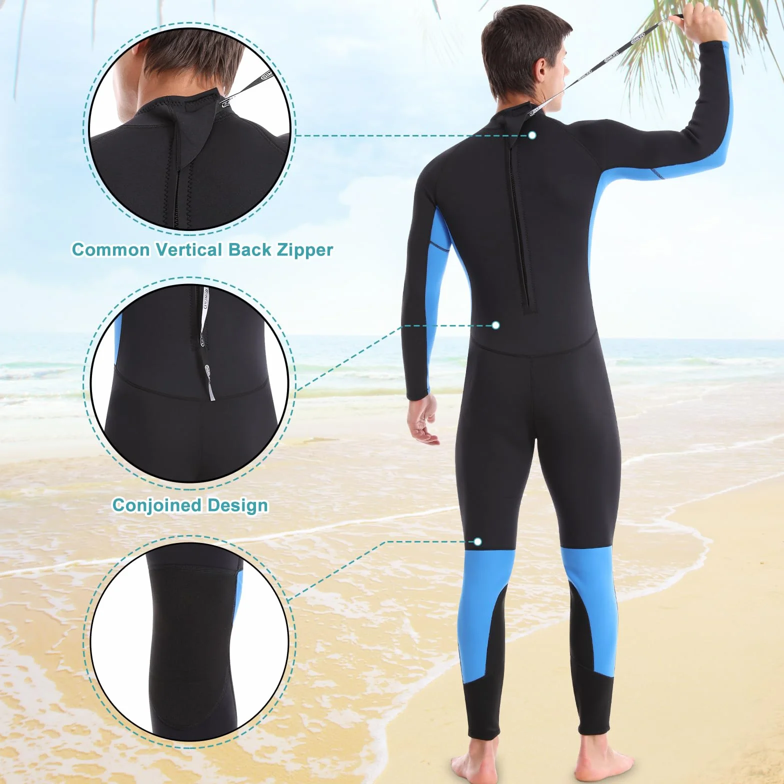 Combinaison de Plongée pour Homme, Combinaison Plongée Complète Homme, Combinaisons de Plongée en Néoprène 3mm Combinaison Natation Homme pour la plongée, Snorkeling, Natation, Surf