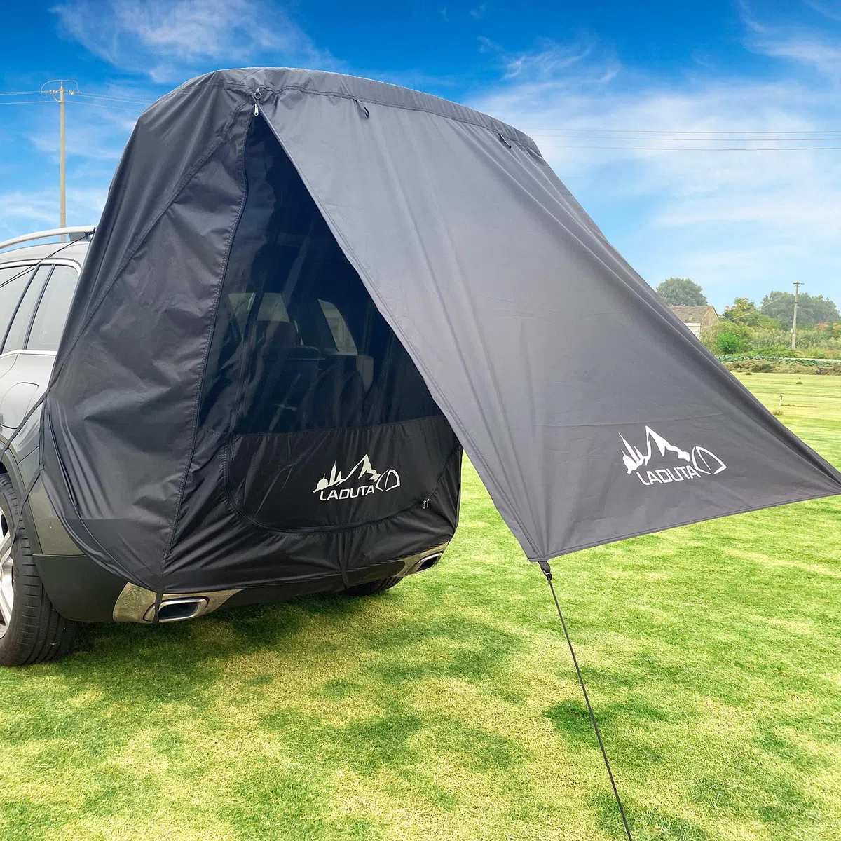 Auvent de Voiture Tente de hayon de Voiture avec la Gaze B3 Protection Solaire Imperméable Abri de Soleil de Tente pour Divers modèles de SUV（Largeur de la Queue inférieure à 1,9 m）