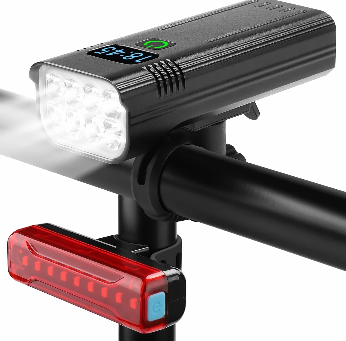 Lumiere Velo 8000 Lumens Lampe Velo 8 LED Puissantes 6400mAh Eclairage Velo Rechargeable USB C
