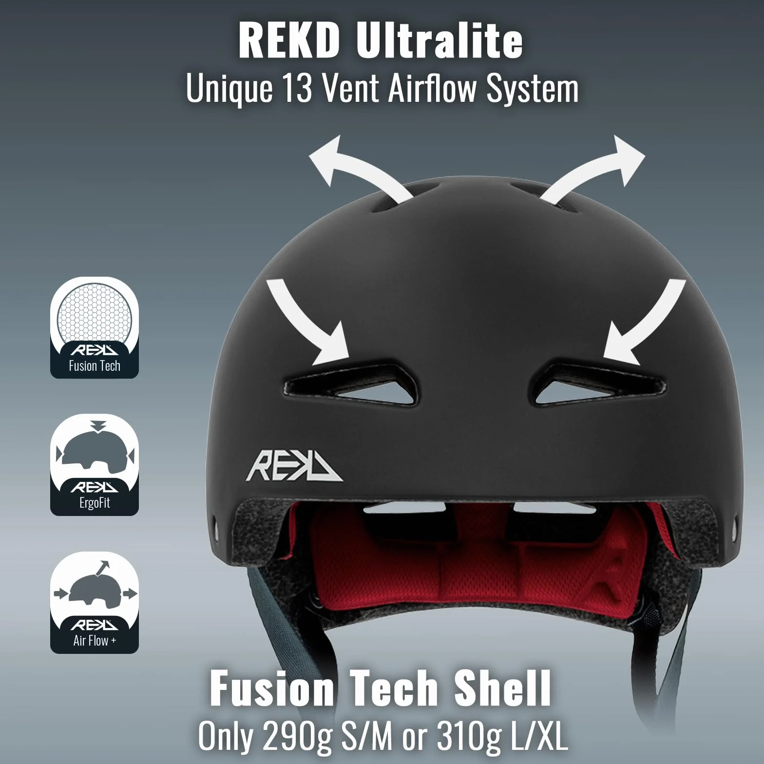 REKD Ultralite in-Mold Casque entièrement certifié avec Rembourrage réglable, pour Tous Les Sports d'action