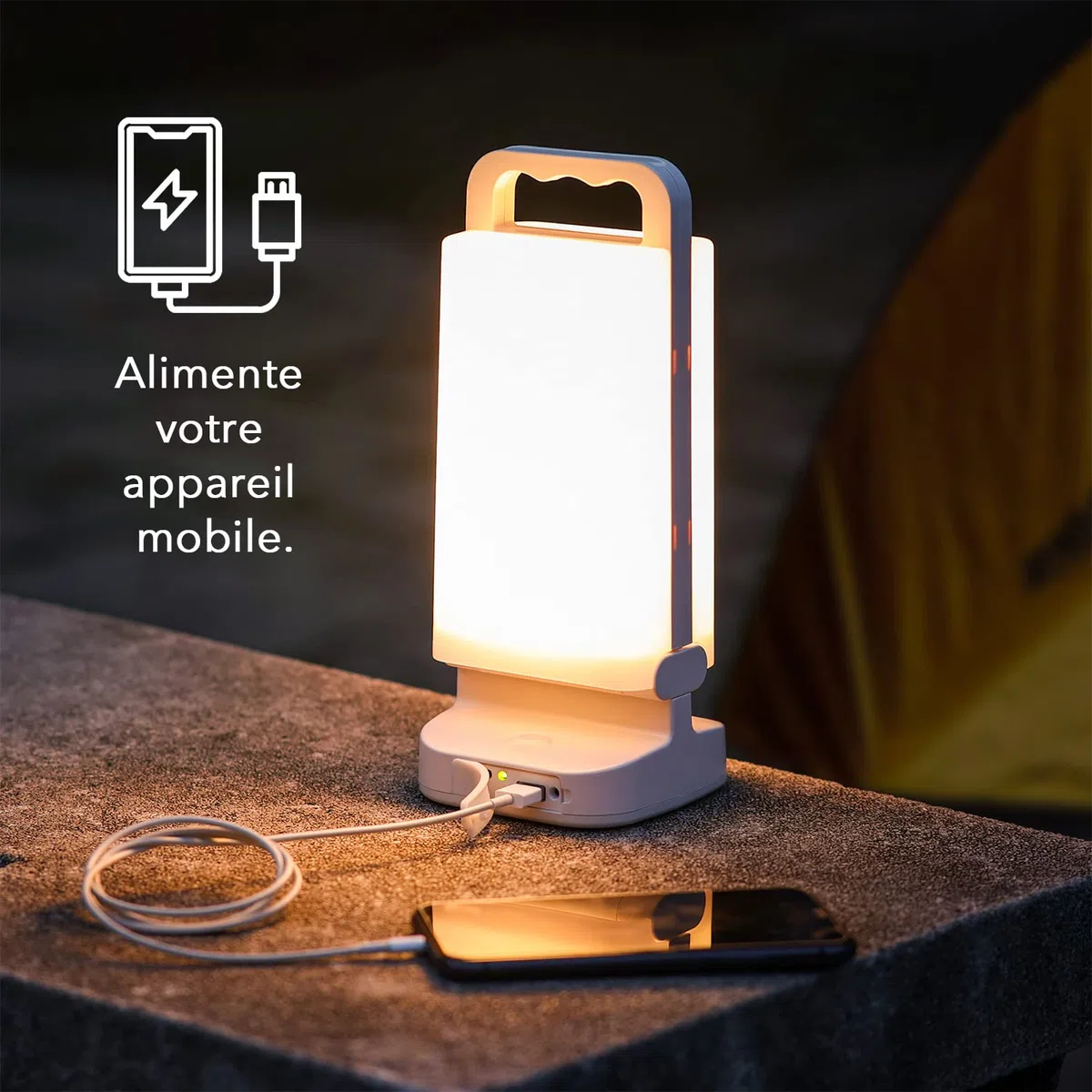 Lepwings Lampe Solaire Rechargeable USB, Lanterne LED Portable avec Batterie Externe 6000 mAh, Étanche IPX4 pour Intérieur et Extérieur (Camping, Randonnée, Pêche)