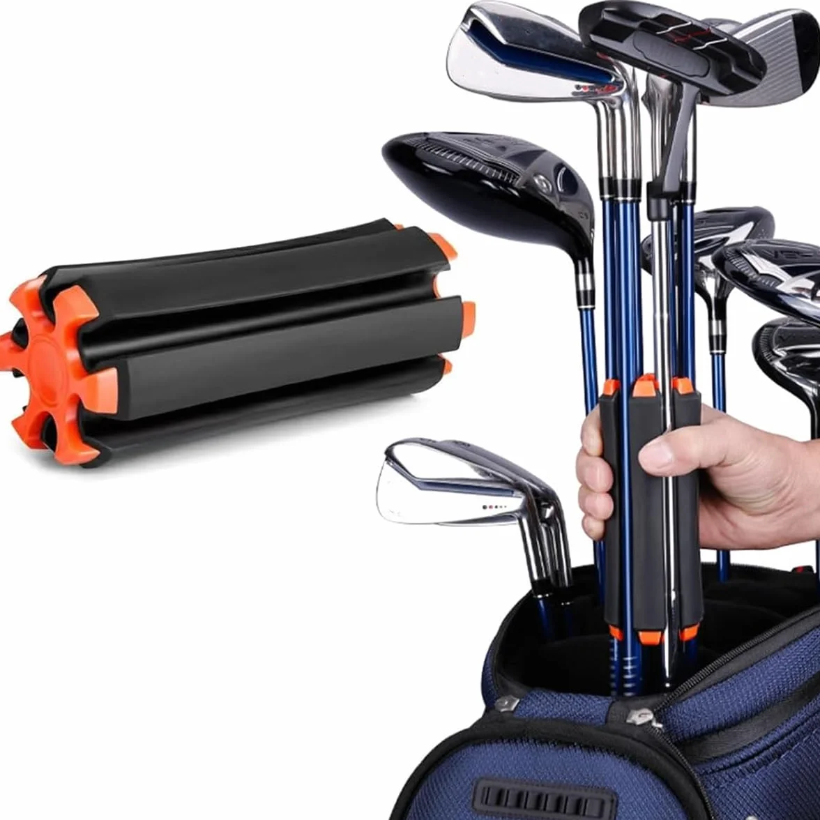 Gorise Porte-Clubs de Golf pour 6 Clubs, Support de Rangement pour Clubs de Golf, Support de Cannes de Golf Portable, Organisateur de Fixation de Golf Portable, Accessoires de Golf - Noir