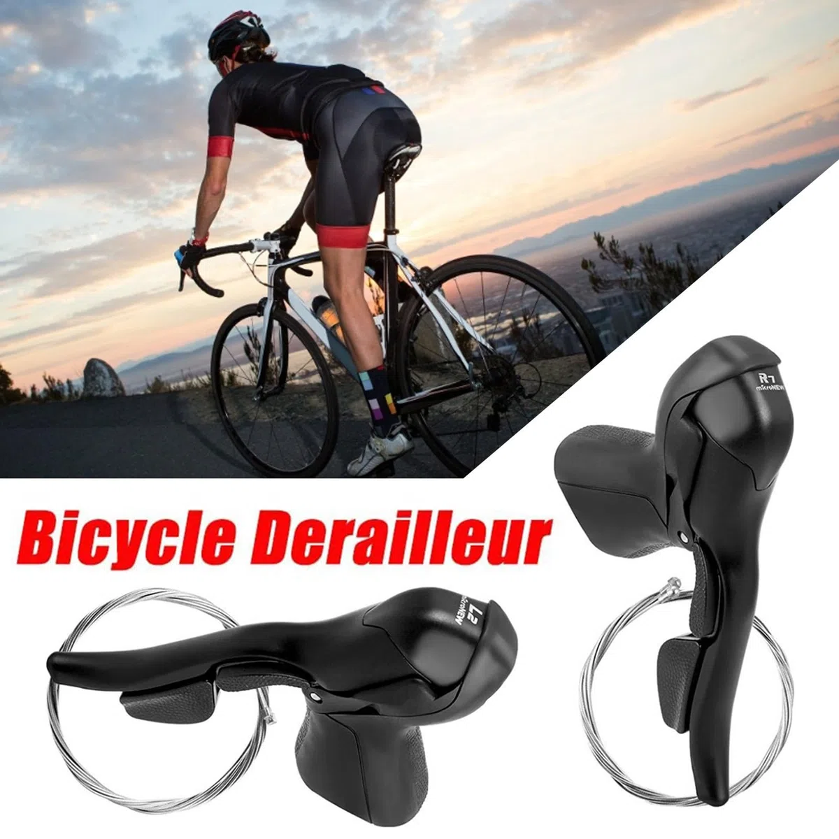 Manette de vitesse vélo, Levier frein pour 2 7 8 9 10 11 vitesses, Manettes route diamètre 0,93-0,95 pouces, noyaux variable frei
