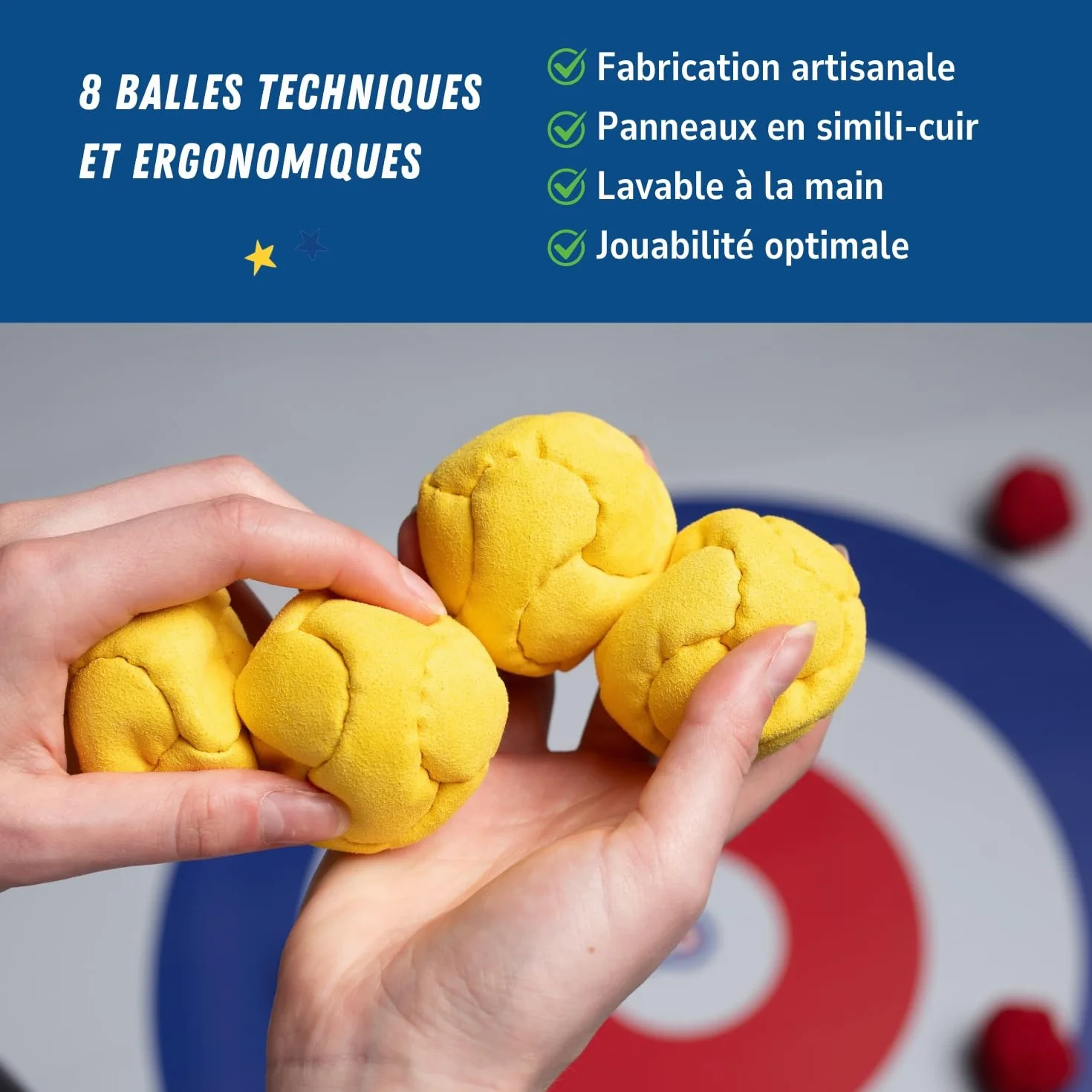 GABAKY Jeu de Pétanque Originale 8 Boules Molles Tout Terrain Intérieur Extérieur