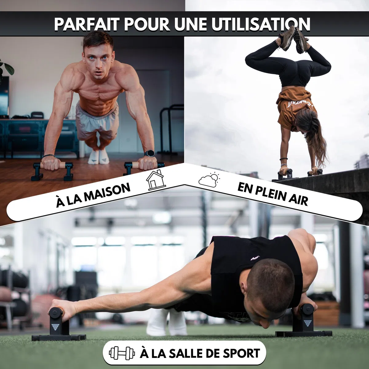 GORNATION Parallettes pour Calisthenics, Barres Parallèles de Street Workout pour Equilibres, Pompes et plus, Poignées de Pompes Antidérapantes en Bois pour Fitness, Accessoire Musculation