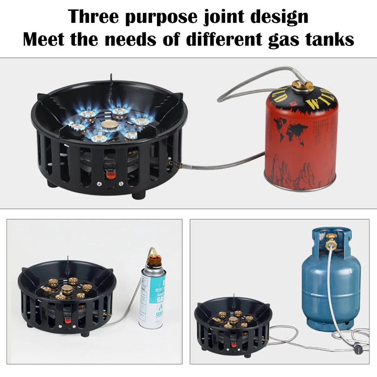 Réchaud Camping, 16800W Réchaud à Gaz Avec 3 Adaptateurs à Gaz Coupe-Vent Avec Allumage Piézo Sac Transport Plaque Cuisson Gaz Portable D'extérieur Pour Camping Randonnée Et Les Fêtes