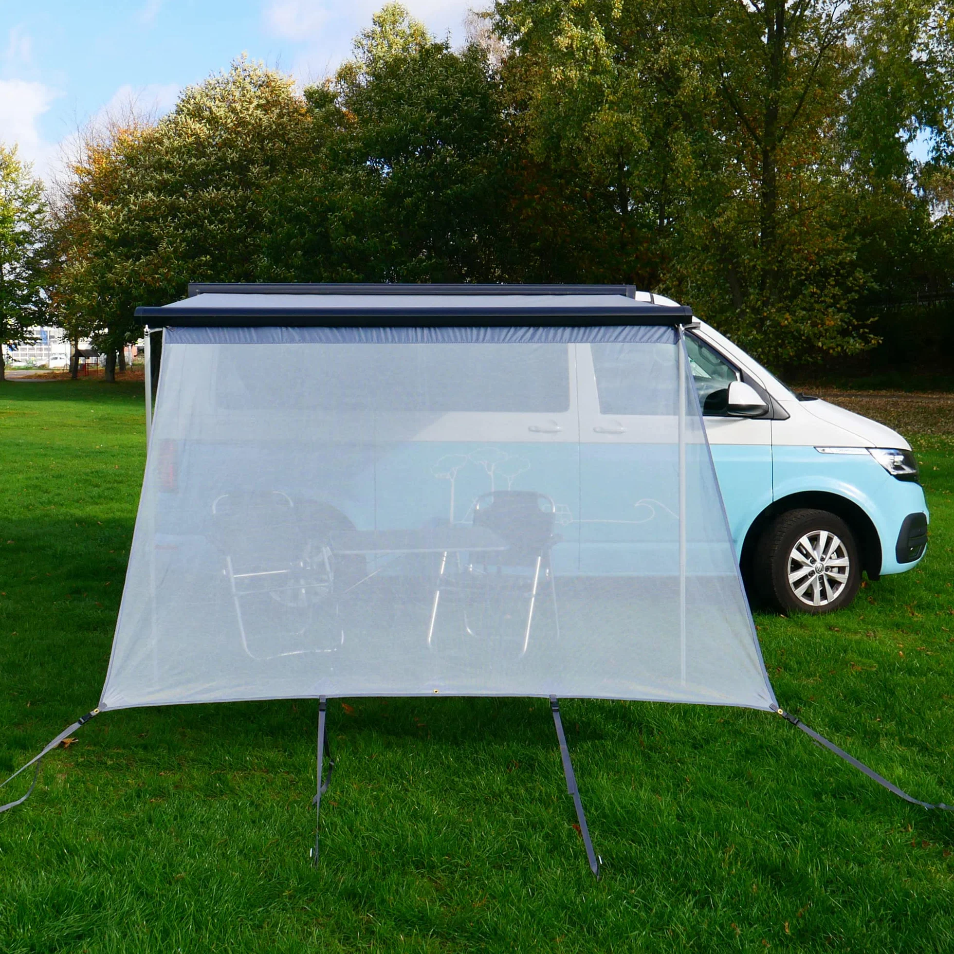 your GEAR Capri Sun Blocker Paroi avant et parois latérales perméable au vent pour auvent, protection visuelle et protection solaire, 3 passepoils, diamètre 4,3, 6,2 et 7 mm, largeurs de 240 à 480 cm