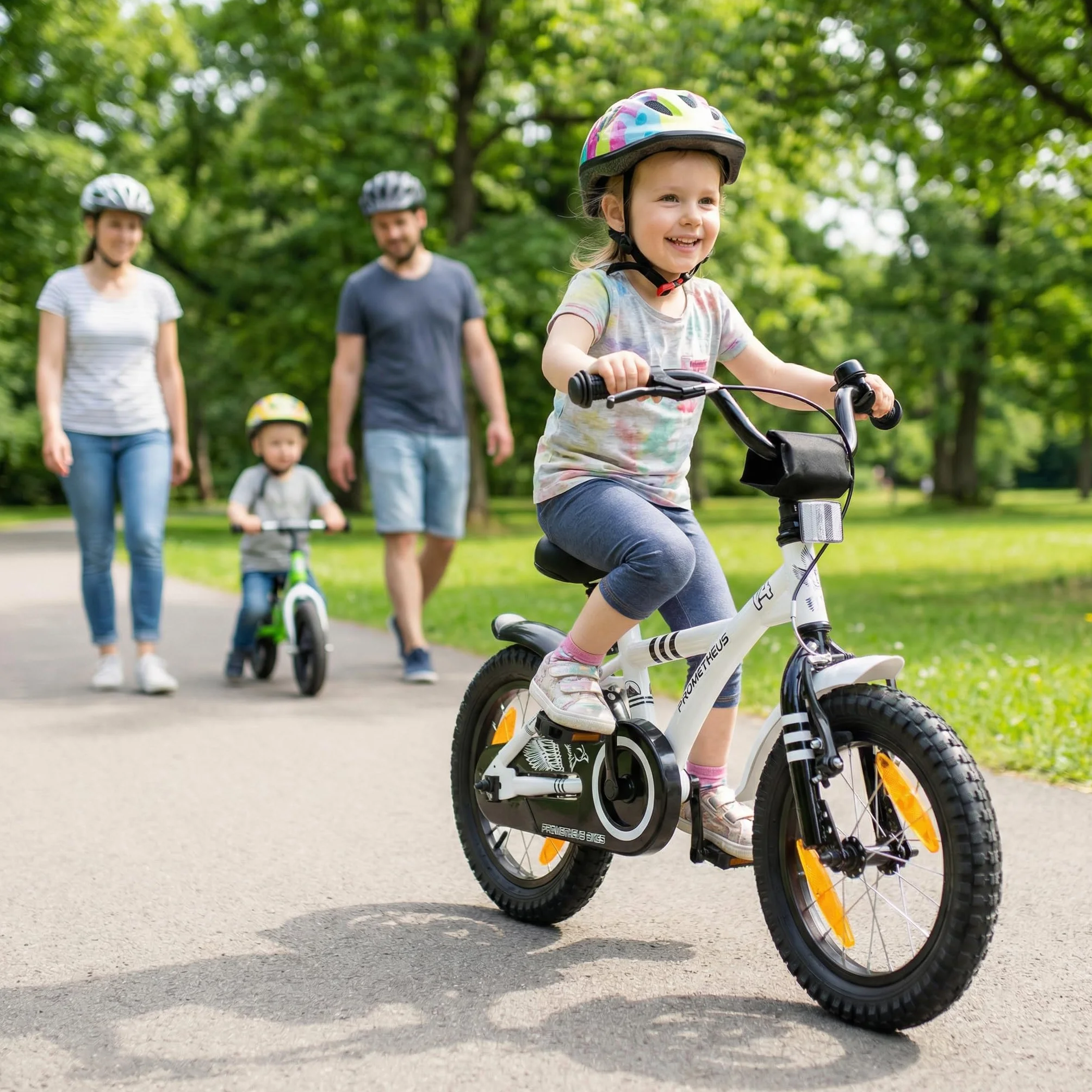 PROMETHEUS BICYCLES Velo Enfant 4 Ans - vélo Fille 14 Pouces a Roulette pour 3 a 5 Ans - Petite Princesse en Blanc