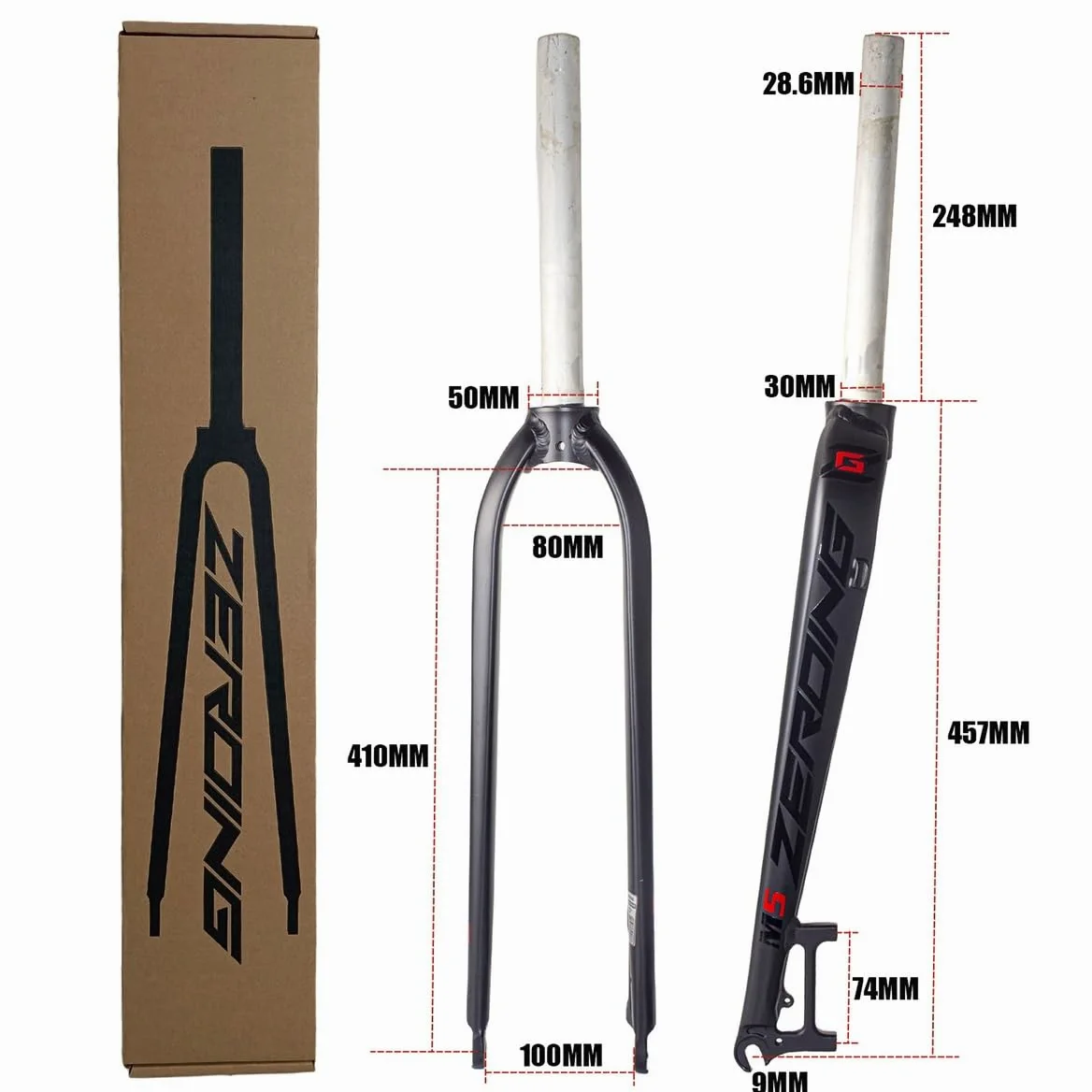 Fourches Rigides VTT 26" 27,5" 29" Universelle Fourche De Vélo en Alliage D'aluminium Ultralégère Tube Droit 1-1/8" Fourche Avant De Frein À Disque 9x100mm Libération Rapide(Black Label,29in)
