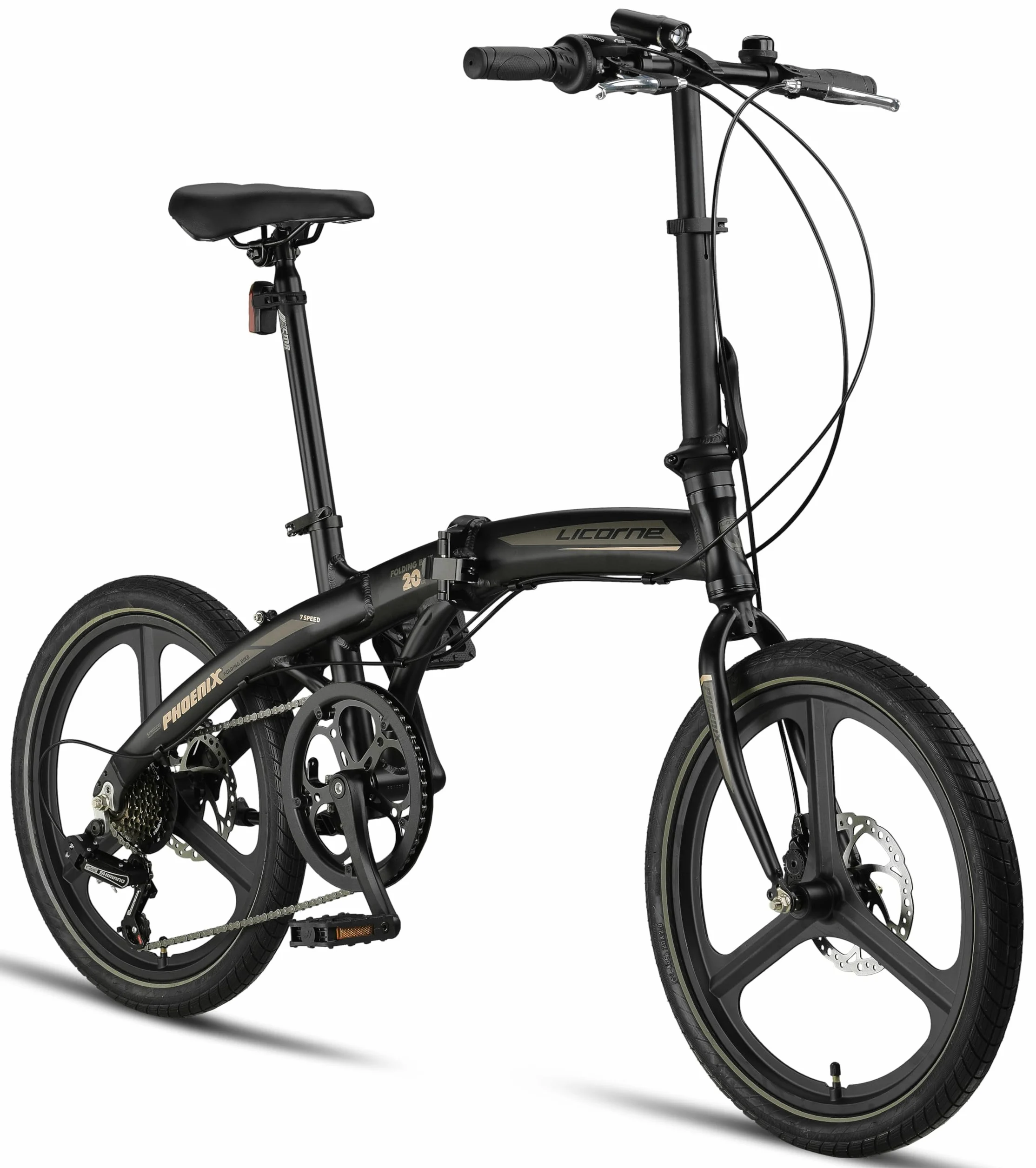 Licorne Bike Phoenix 2D Cross Vélo pliant en aluminium 20" avec frein à disque et frein à disque Pour homme et femme Dérailleur 7 vitesses Cadre en aluminium