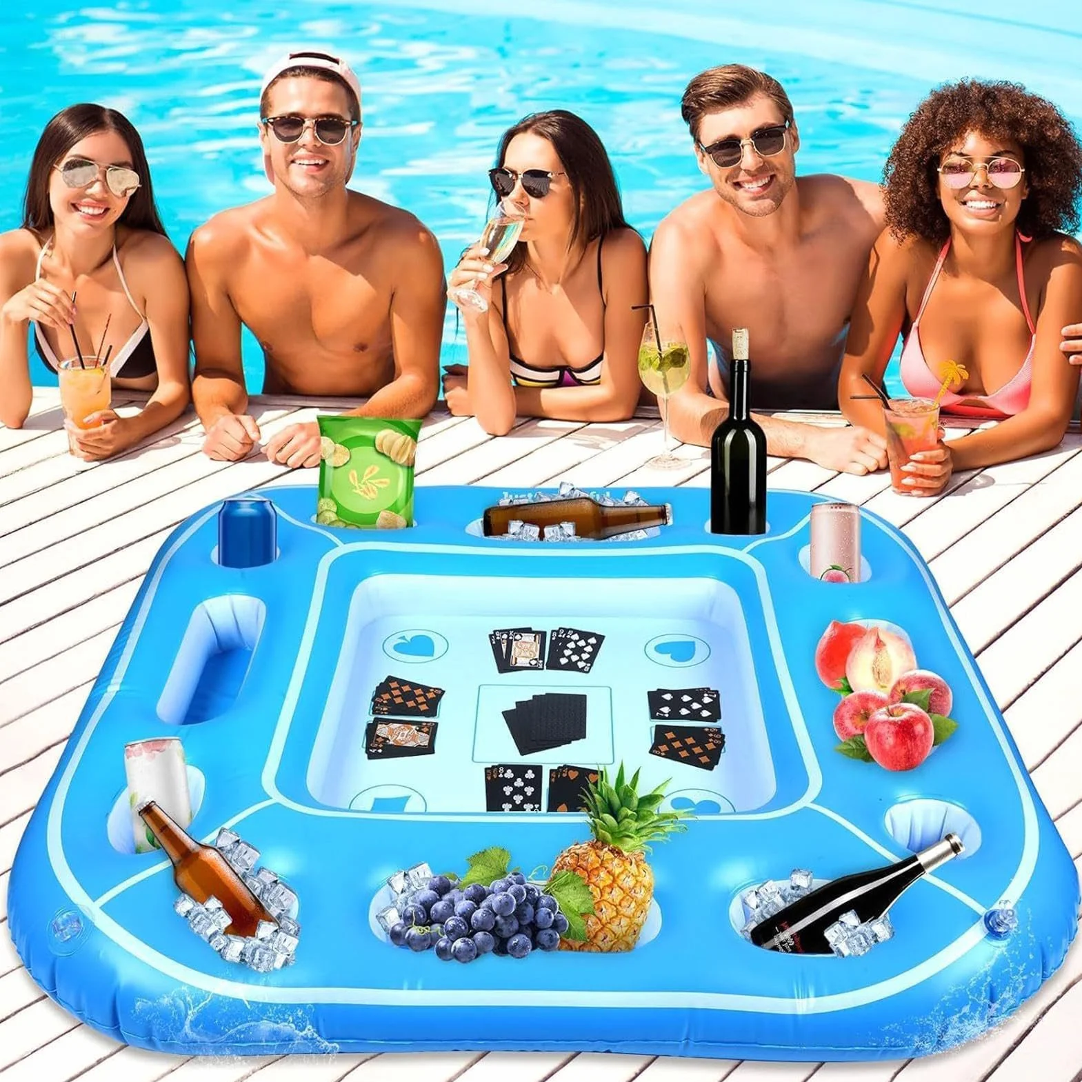 Table Flottante pour Piscine - Gonflable Portable et Résistante aux Intempéries | Table Flottante pour Spa - Fête en Plein Air, Rivière, Mer, Lac, Vacances, Réunion De