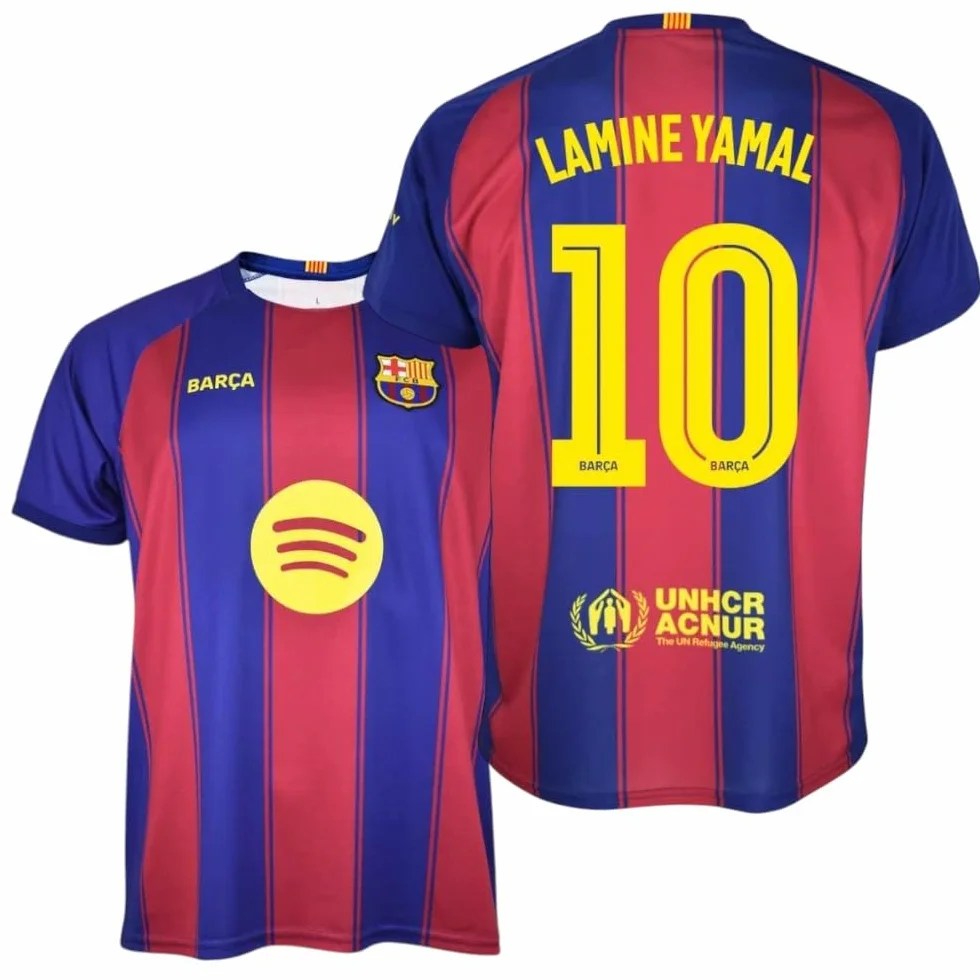 FCB FC Barcelona T-Shirt Lamine Yamal 25/26 Réplique Officielle du Stade avec nom et Dos du Barça