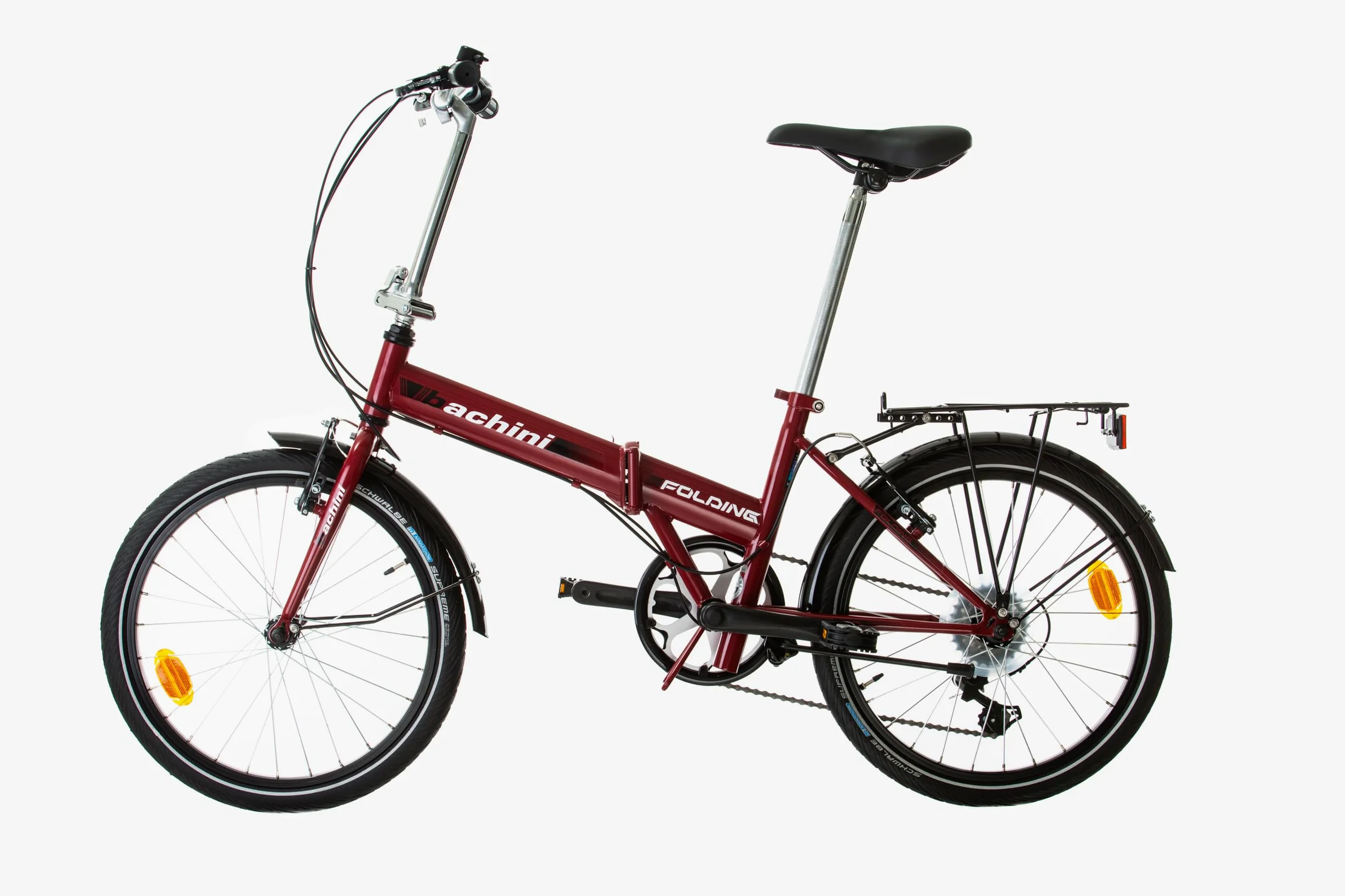 Multibrand Bachini Folding Vélo Pliant Classique 20 Pouces, 6 Vitesses, Frein V-Brake, Garde-Boue, Sonnette, pour Adultes et Adolescents, Convient pour 155–185 cm