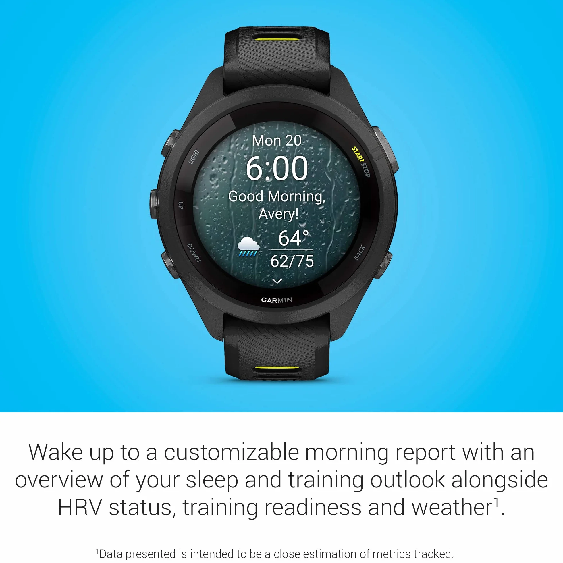 Garmin Forerunner® 265S Montre GPS, unisexe, noir/jaune citron, taille unique