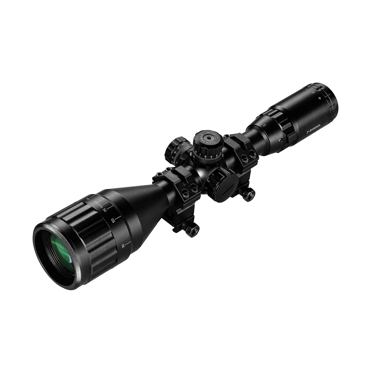 ESSLNB Lunette De Visee 3-9X50mm avec Parasol Tube et Télémètre Rouge Vert Bleu 3 Luminosité Réglages Viseur Point Rouge pour 20mm/22mm Weaver/Picatinny Rail Mount pour Chasse