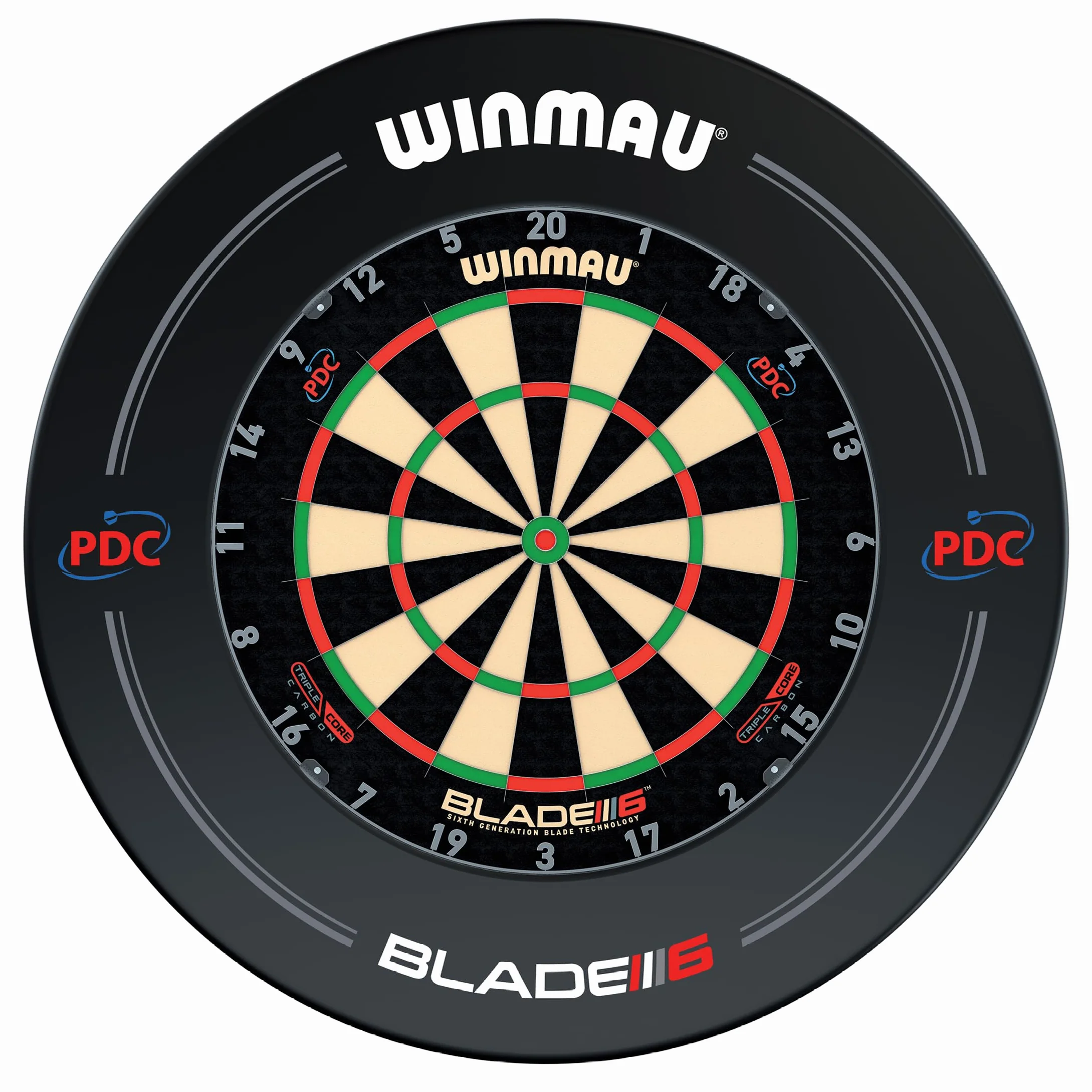 WINMAU Cible de fléchettes professionnelle Winmau avec bordure PDC | 2 jeux de fléchettes en acier, système Rota Lock | Cible de fléchettes en sisal | Idéal pour les tournois et l'entraînement