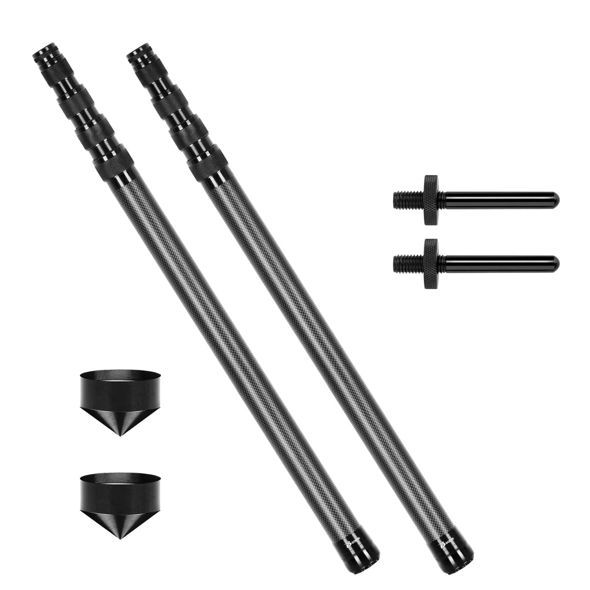 Lot de 2 Poteaux De Tente Télescopiques En Fibre De Carbone - 1.7m/2.1m/2.4m/2.7m/3m - Réglables - En Fibre De Carbone - Ultra Légers Et Ultra Solides - Pour Le Camping Tente, Taps ou voile d'ombrage