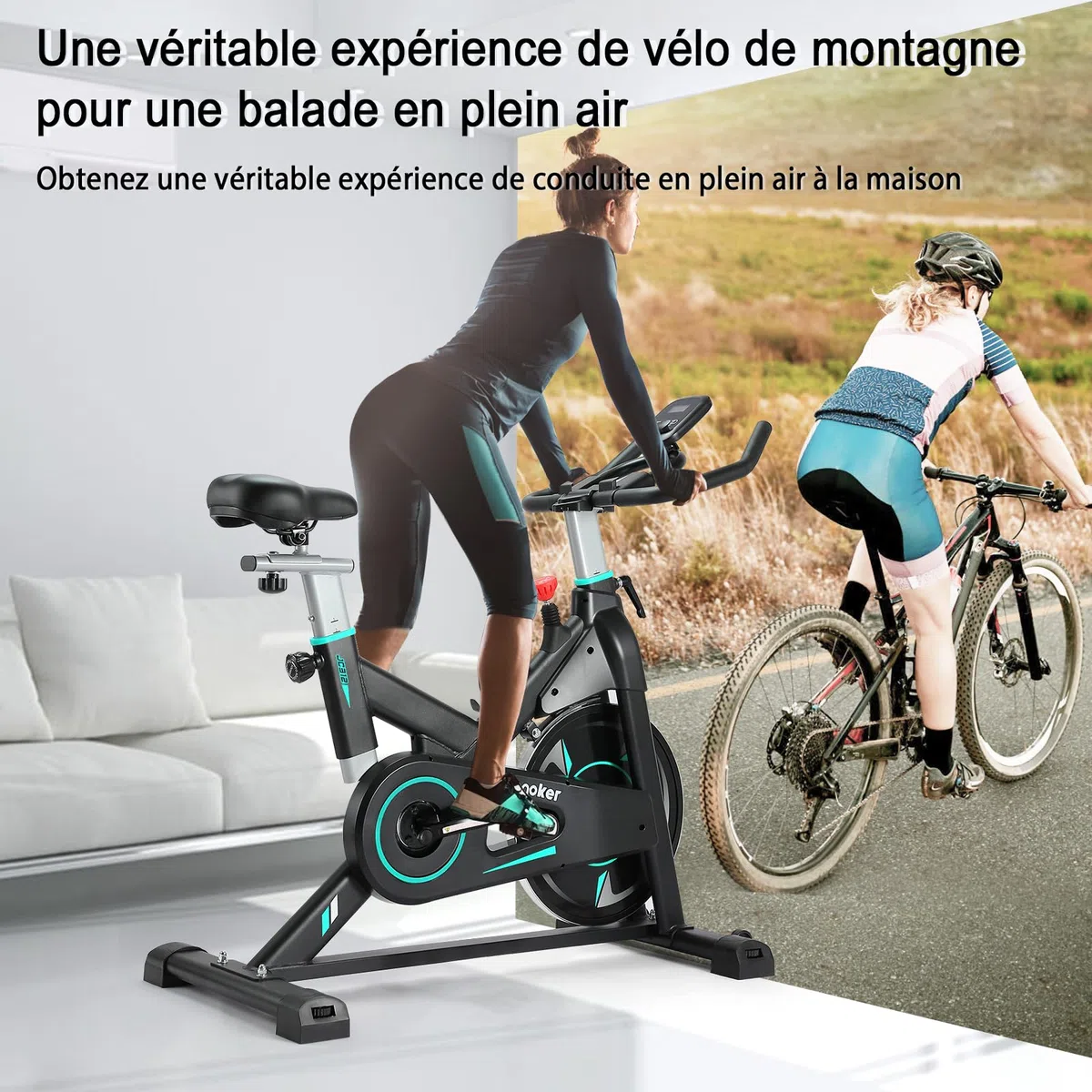 Wenoker Vélo d'Appartement Spinning, Résistance Magnétique Ajustable, Vélo d'Exercice à Siège Confortable et Écran, Entrainement Cardio Home Trainer, capacité de charge de 160 kg