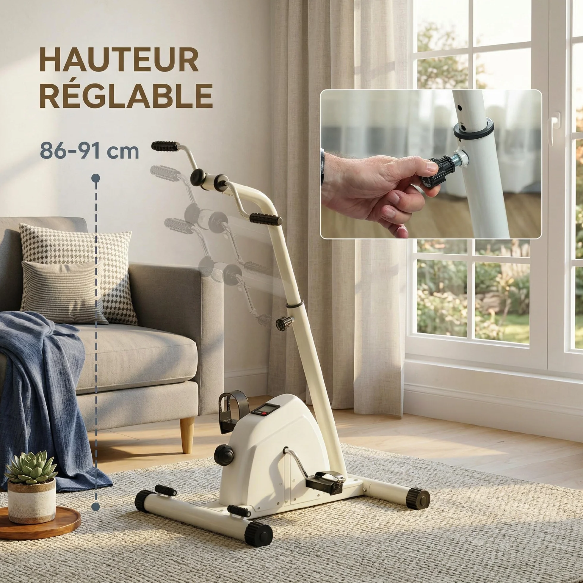 SPORTNOW Vélo d'entraînement pour la rééducation des bras et jambes, hauteur réglable, résistance ajustable, écran LCD, rouleaux de massage