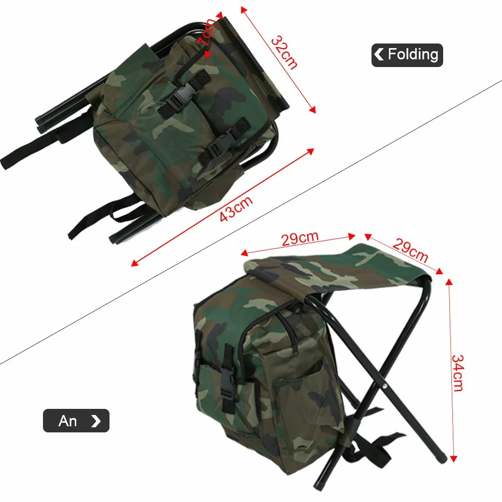 Sac à Dos avec Chaise, Portable en Plein air, Chaise de pêche, Tabouret Pliable avec Sac pour pêche, Camping, Voyage, Plage, Barbecue
