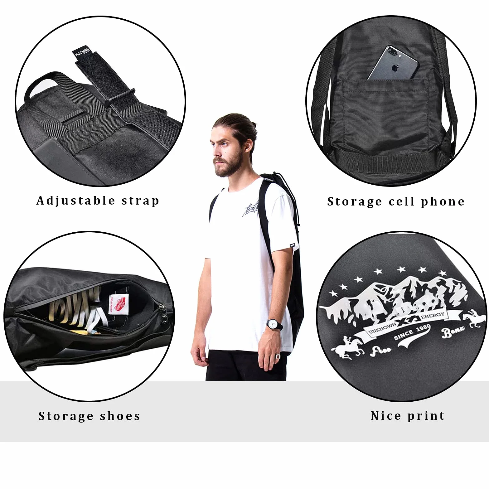 Sac à Dos pour Skateboard, Planche de Surf électrique à Double déformation, Pliable, imperméable, Deux épaules réglables, Sac à Dos Tendance Haute capacité pour Cadeaux