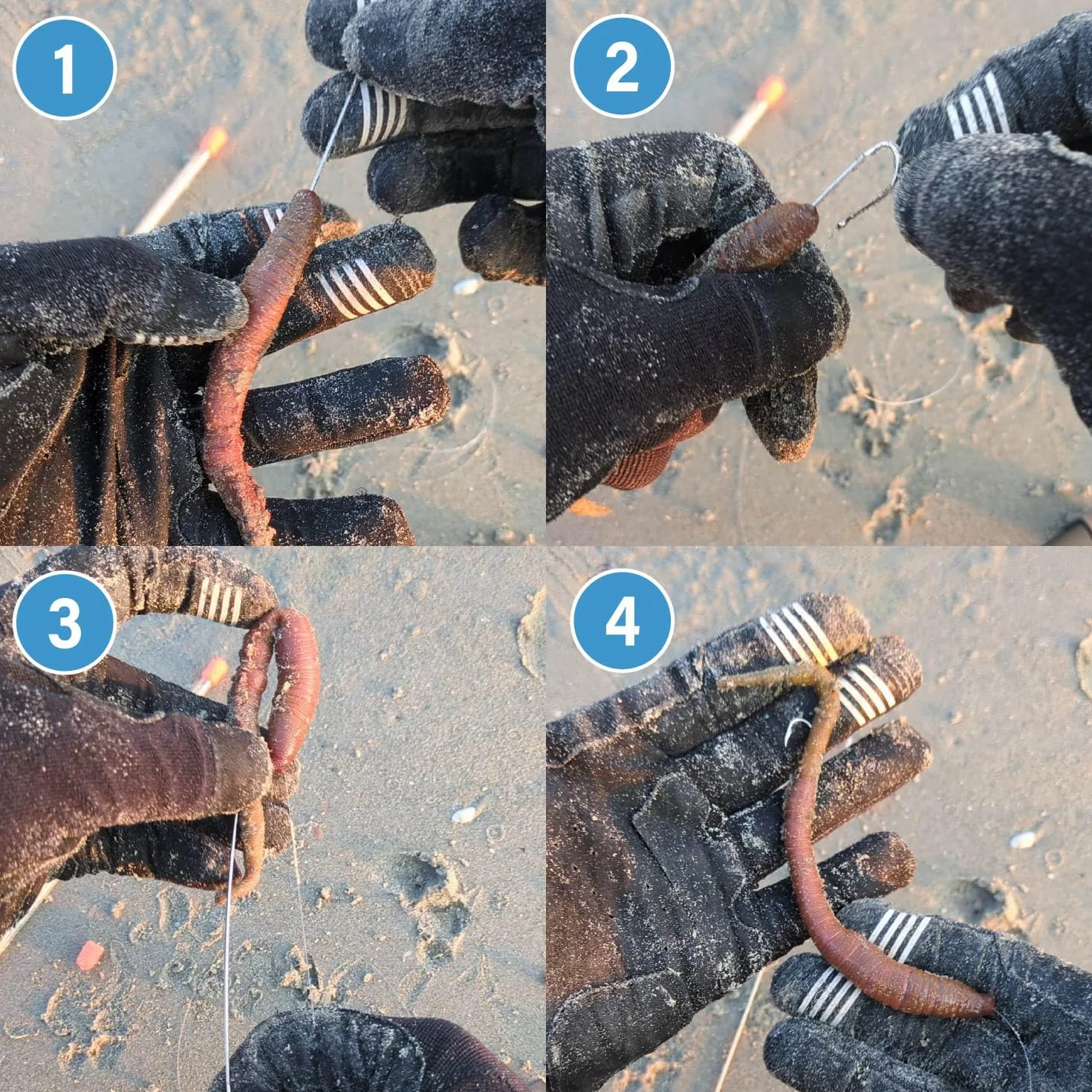F2M - Pack pêche en surfcasting - Lot de 2 Rouleaux de Fil à ligaturer Les appâts + 1 Boite de 5 Aiguilles à locher Les vers