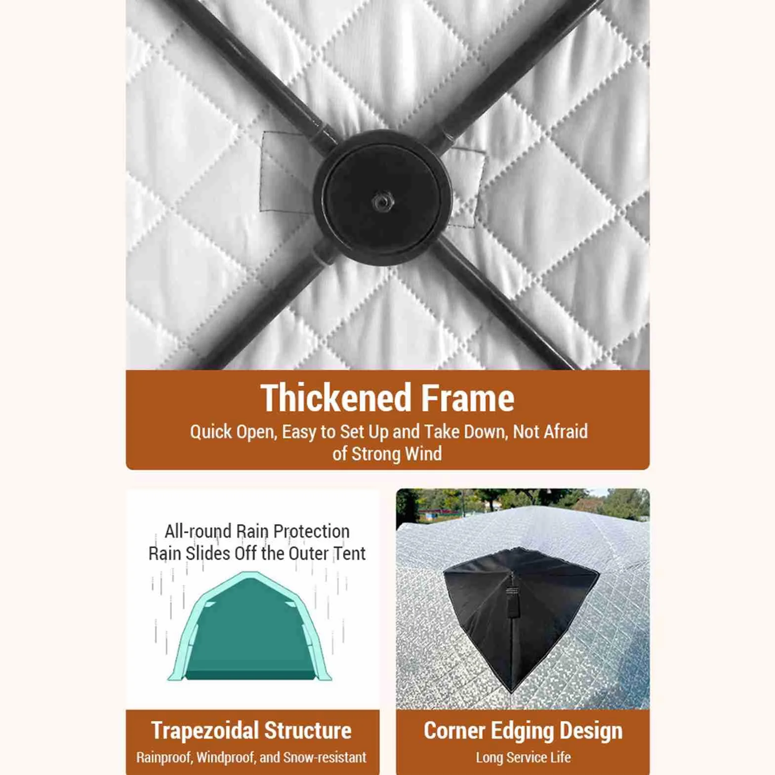 Tente de pêche sur glace design squelette épais double porte double trous de ventilation