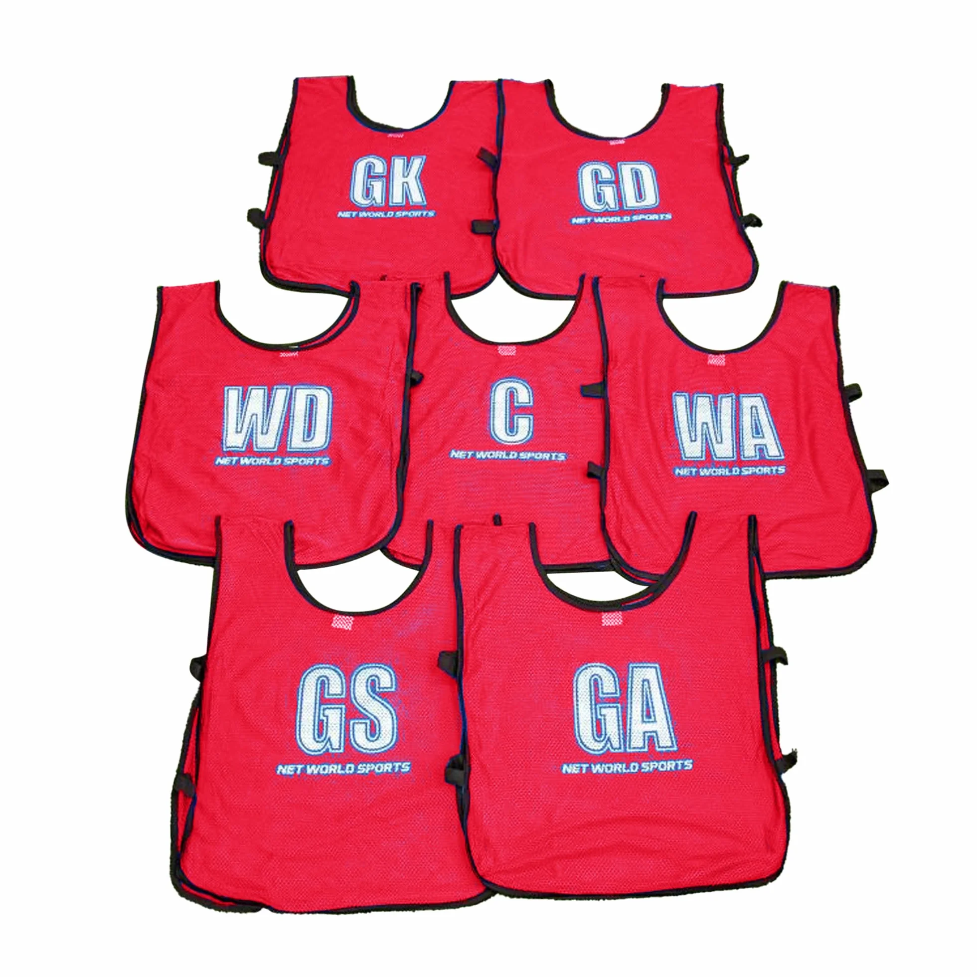 Precision Lot de 7 Bavoirs d'entraînement de Netball Unisexe (Jeunes, Adultes) en Maille, Blanc, Taille Unique