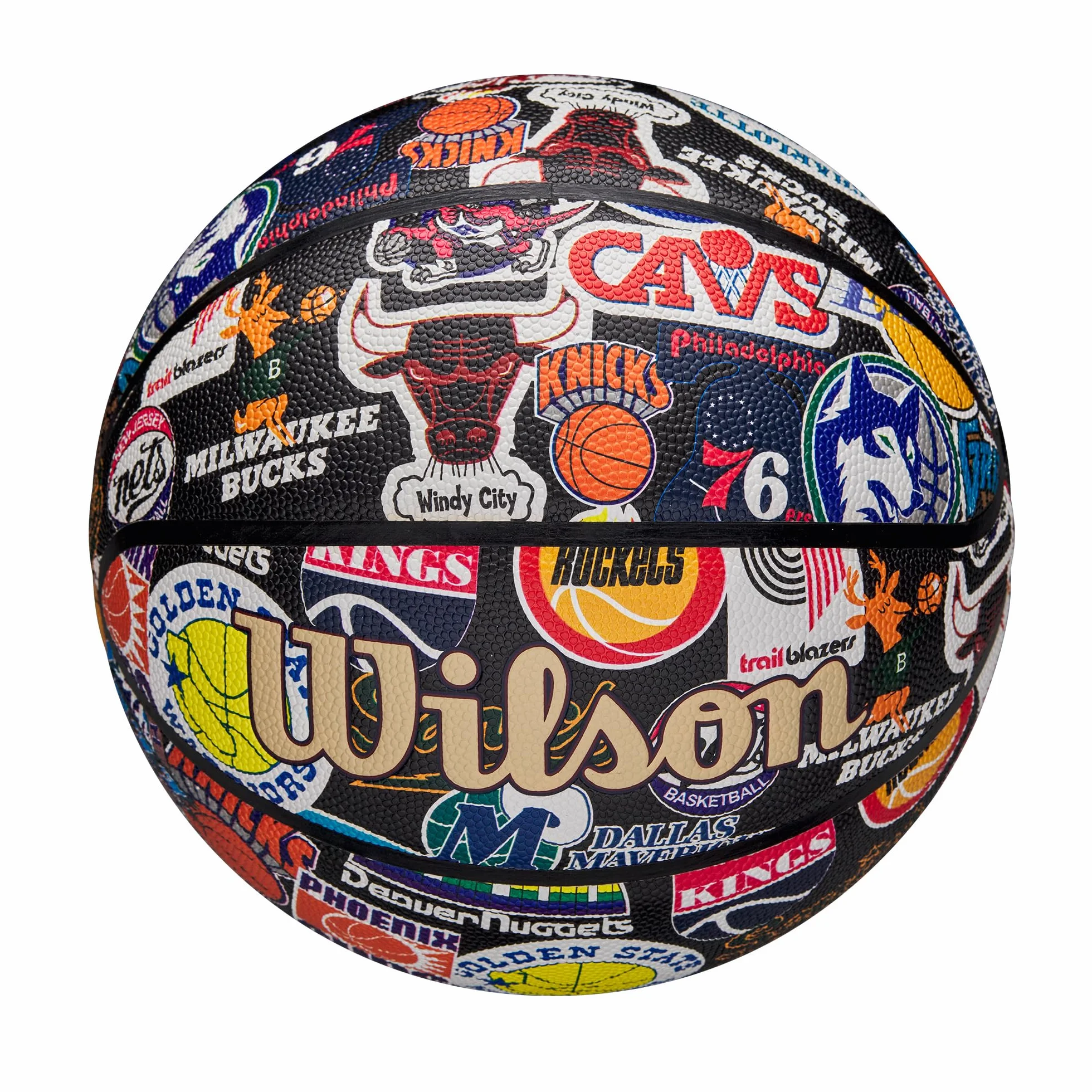 WILSON NBA All Team, Ballon de Basket Rétro Fabriqué avec Une Innovation à Double Profondeur et Une Surface au Toucher Pur, Rétention d'air Améliorée et Logo Classic Hardwood, Taille: 7