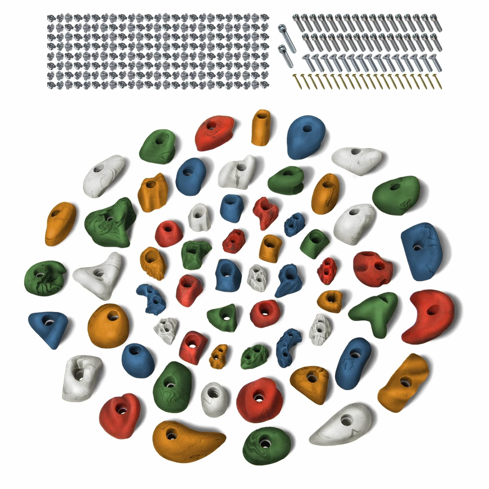 ALPIDEX 60 Prises d'escalade Set Complet Démarrage Vis Écrous Frapper Inclus Surface 4-8 m² Tailles L M S XS