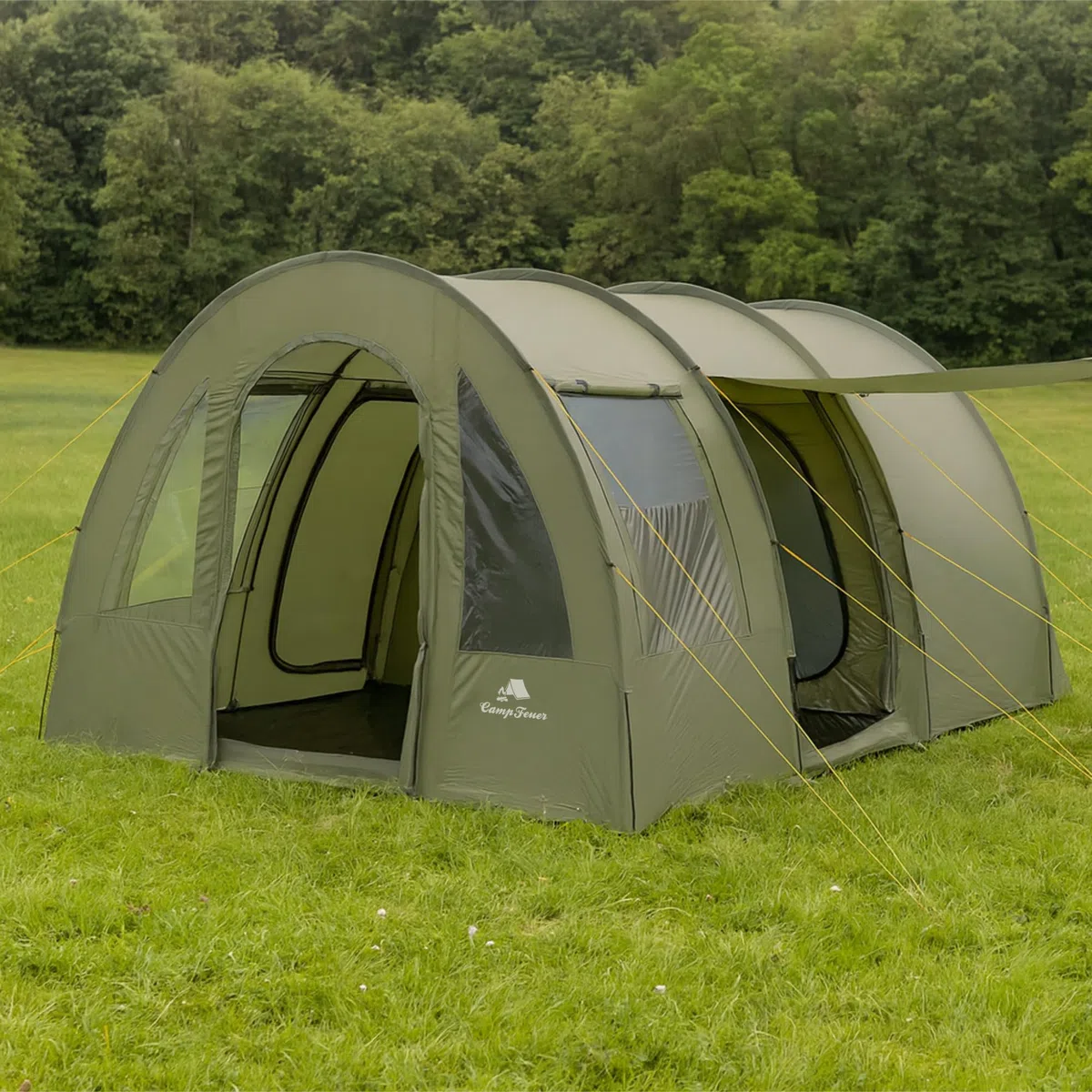 CampFeuer Tente Tunnel pour 4 Personnes « TunnelX » | Tente Tunnel avec auvent | Coupe-Vent, imperméable, Ultra légère | Tente de Camping avec moustiquaire | Tentes pour Camping, extérieur, Plage et