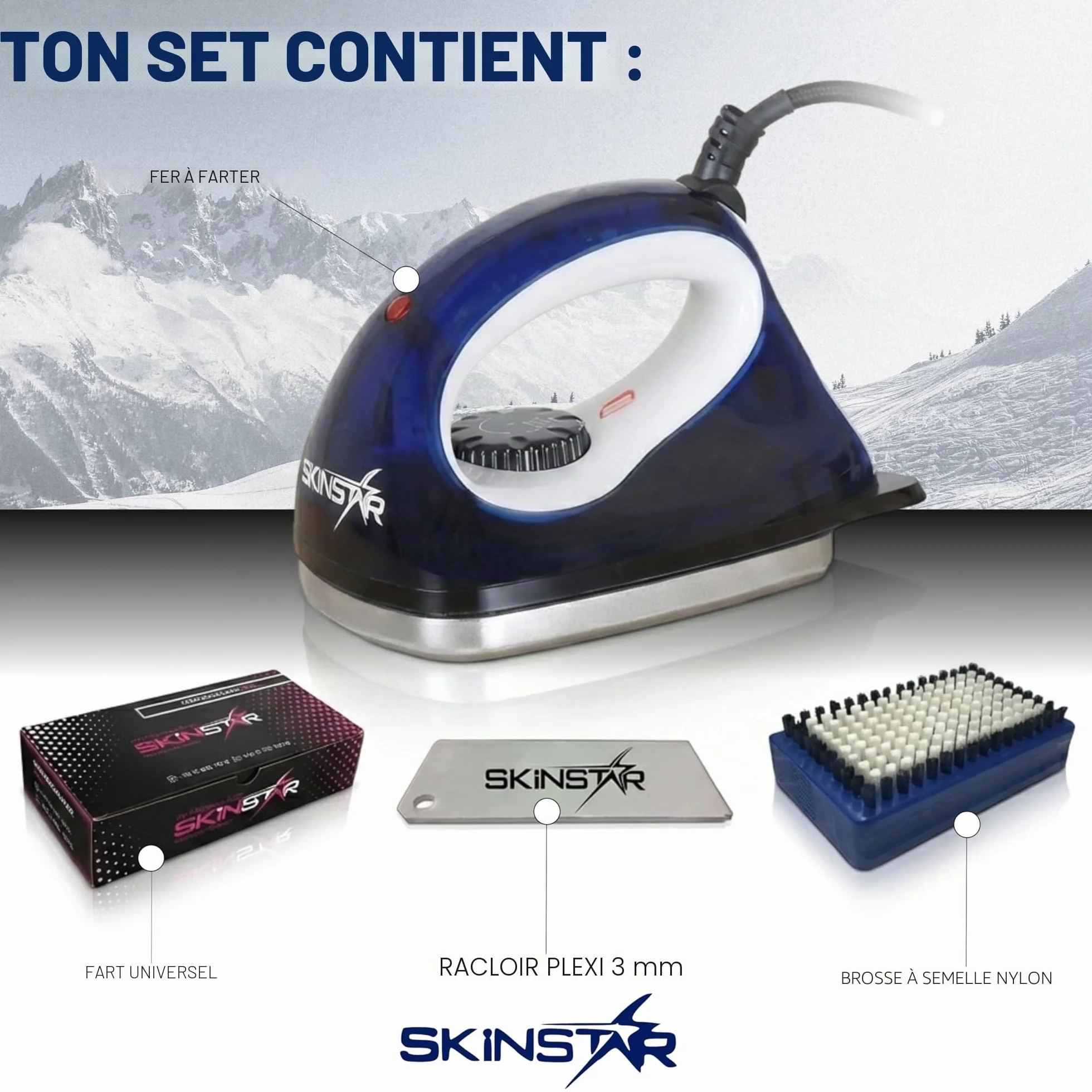 Skinstar Starter Ski Set de cire, fer, brosse à cire
