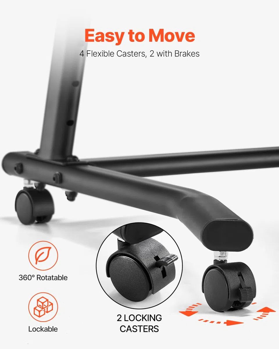 VEVOR Bureau de vélo d'entraînement Mobile, Table de vélo pour entraînement Pliable avec Roues verrouillables, Bureau de Fitness antidérapant à Plusieurs Fentes avec Guidon, pour Exercices à Domicile