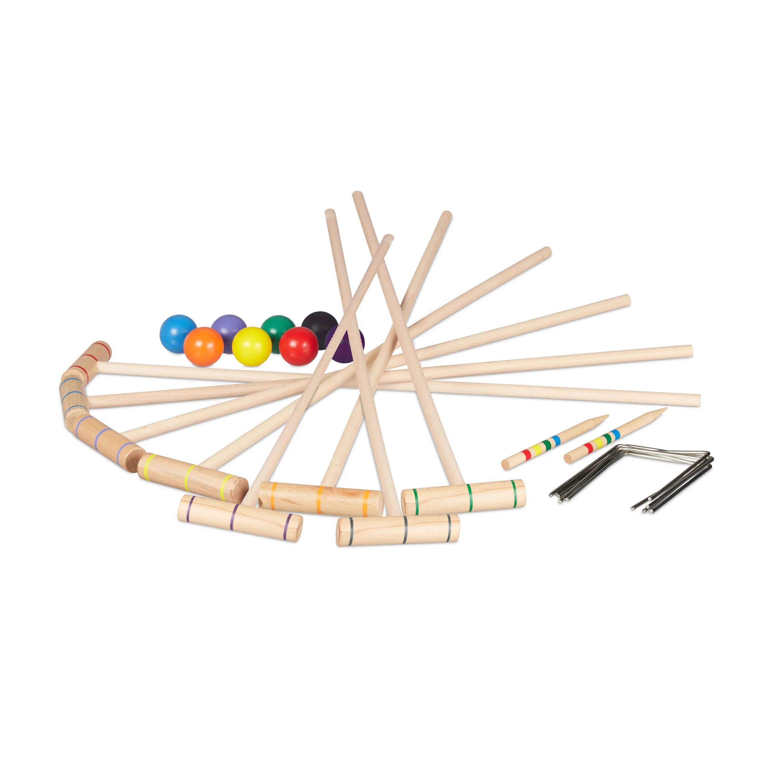 Relaxdays Jeu de Croquet Set Complet 8 Joueurs Enfants Adultes avec Sac Maillets Multicolore