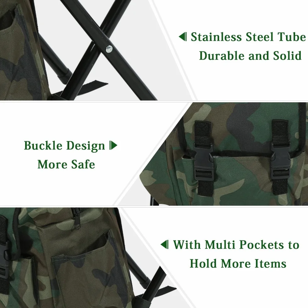 Sac à Dos avec Chaise, Portable en Plein air, Chaise de pêche, Tabouret Pliable avec Sac pour pêche, Camping, Voyage, Plage, Barbecue