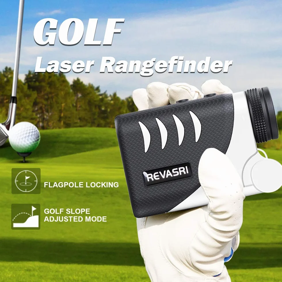 REVASRI Télémètre de Golf et télémètre de Golf à Disque 1500Y avec grossissement M/F/Y 6,5X Distance Horizontale/Verticale pour/Le Plus Proche/Le Plus éloigné (Batterie Incluse)…