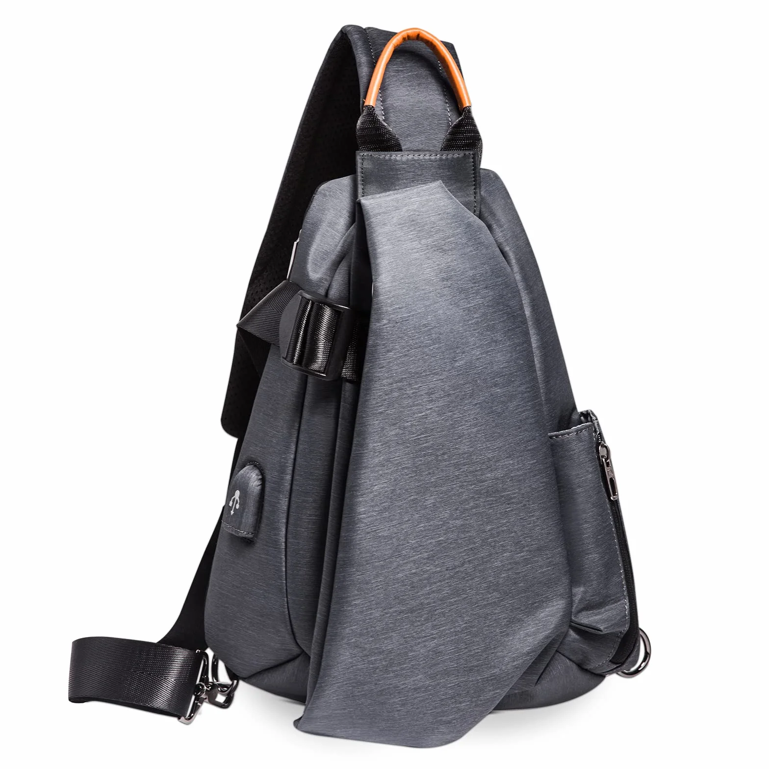Sac de Poitrine Homme Mode USB Sling Sac Voyage Bandoulière Portable Camping