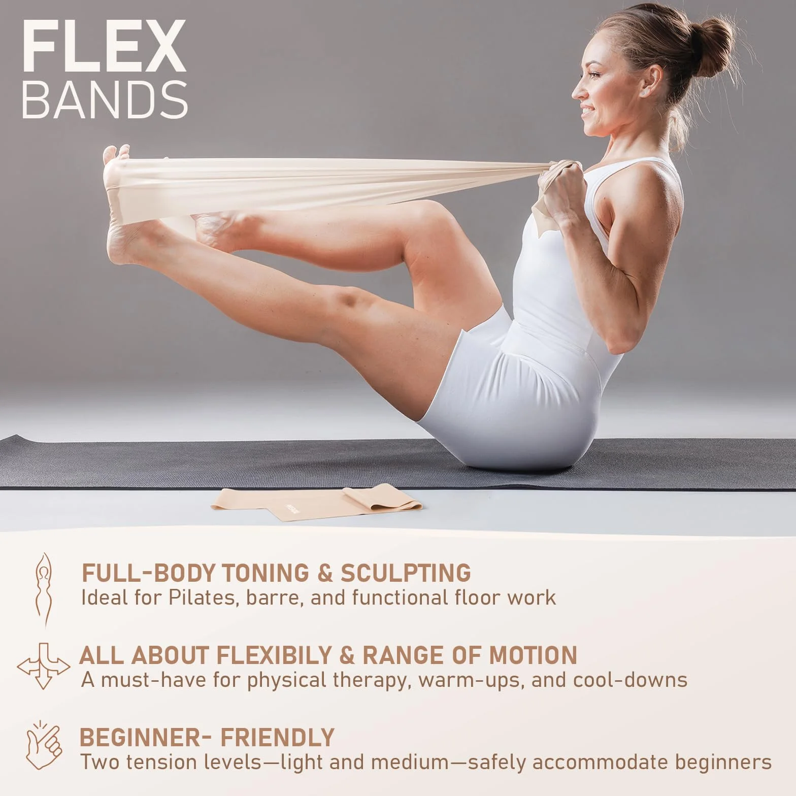 PhysKcal Kit de Pilates, Anneau 38 cm avec Ballon et Bandes de Résistance