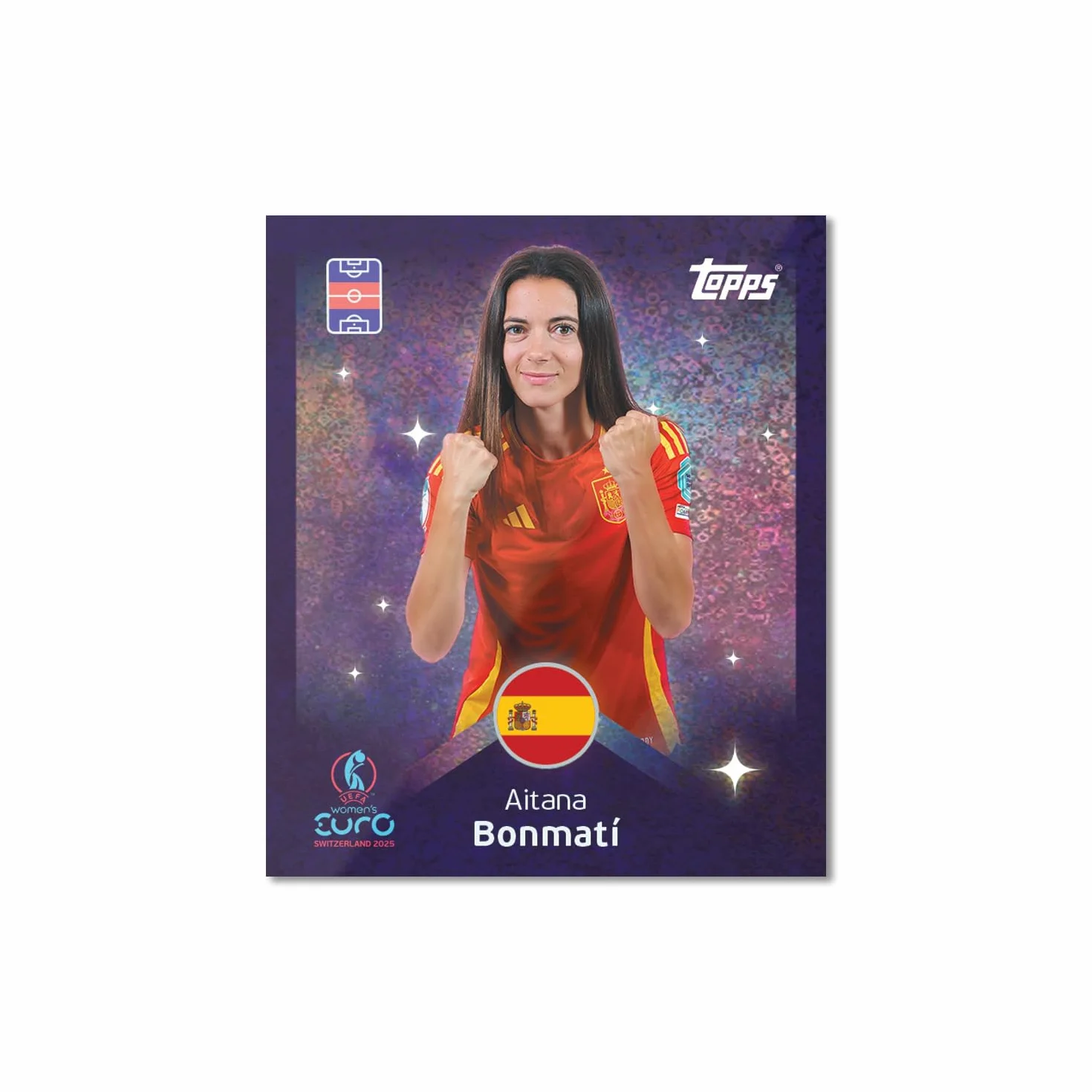 Topps Official Women's Euros 2025 Collection d'autocollants Boîte complète 50 paquets d'autocollants pour femme par boîte (300 autocollants).