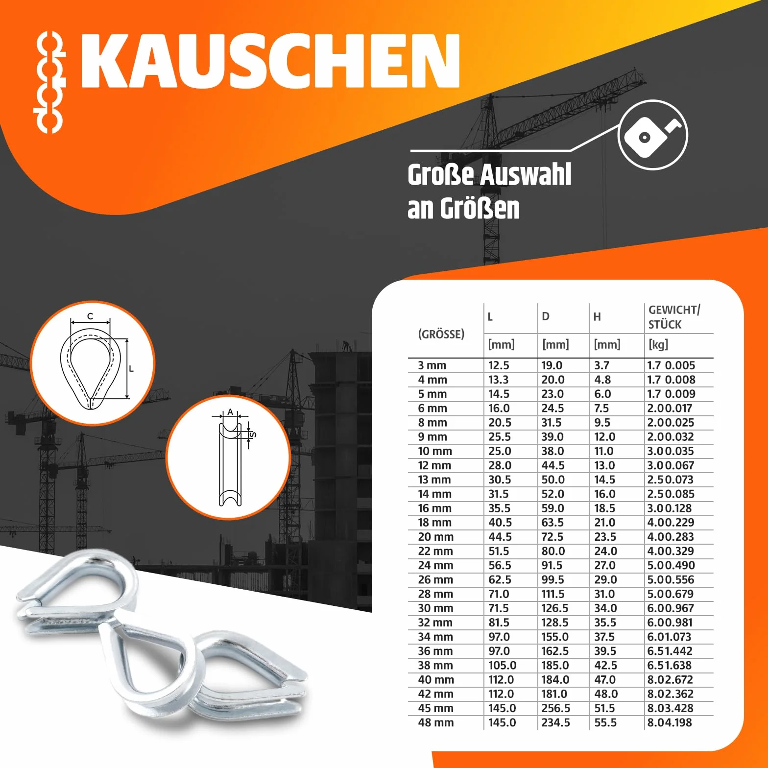 Lot de 30 m de câble en acier galvanisé 4 mm 6 x 7 + 4 clips + 2 dés à coudre – Plusieurs tailles disponibles