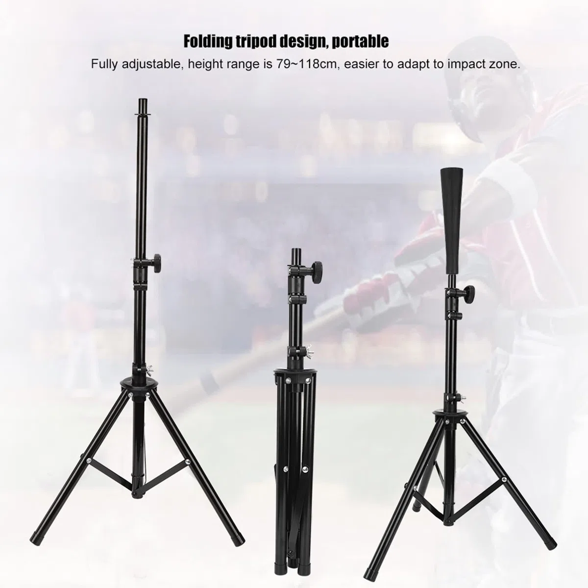 Tee de Frappeur de Baseball, Tees de Baseball pour Frapper, Tee de Frappeur de Baseball en Acier, Tee de Frappeur de Softball Réglable avec Trépied de Baseball, Installation Rapide et Facile, Tee de F