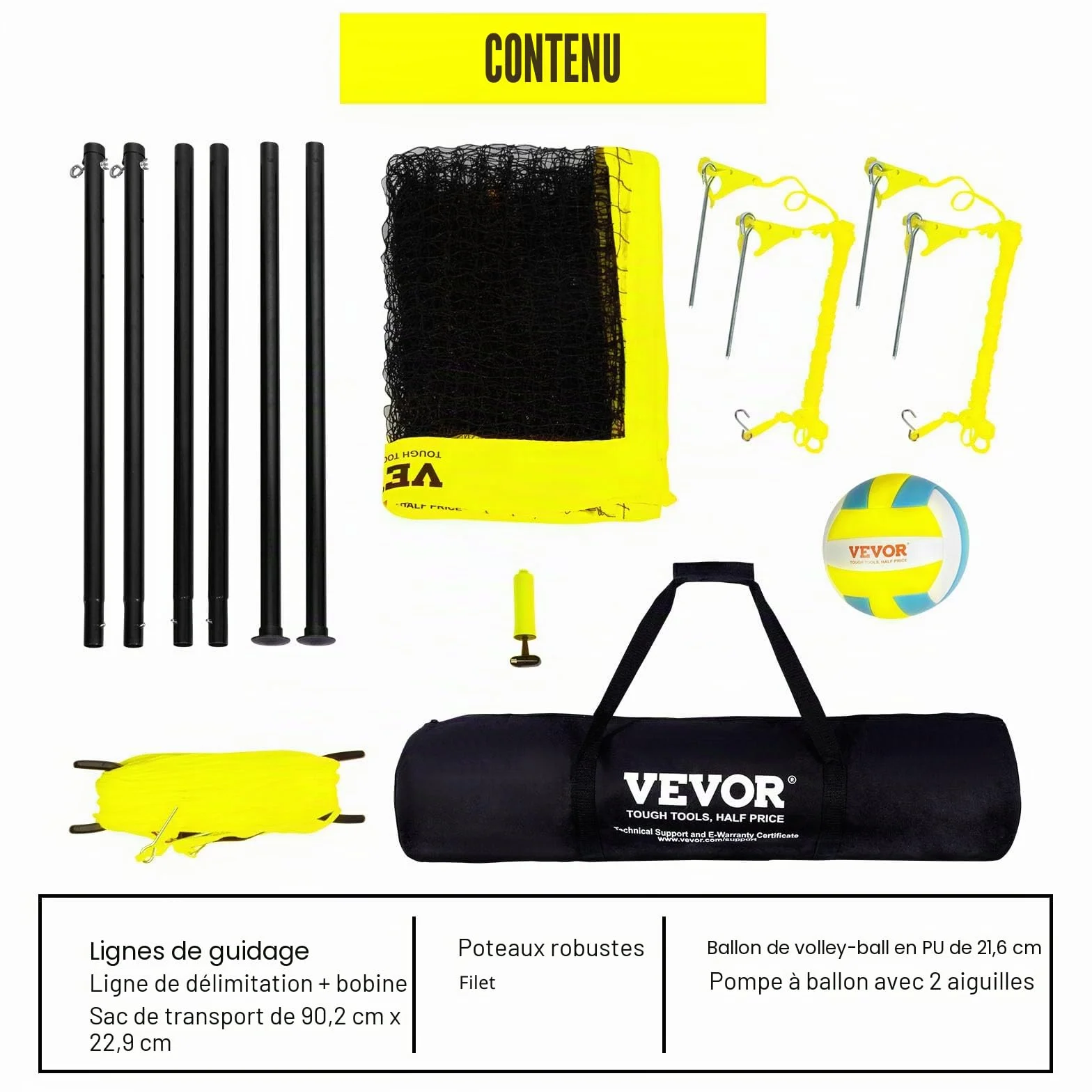 VEVOR Kit Filet de Volleyball Professionnel