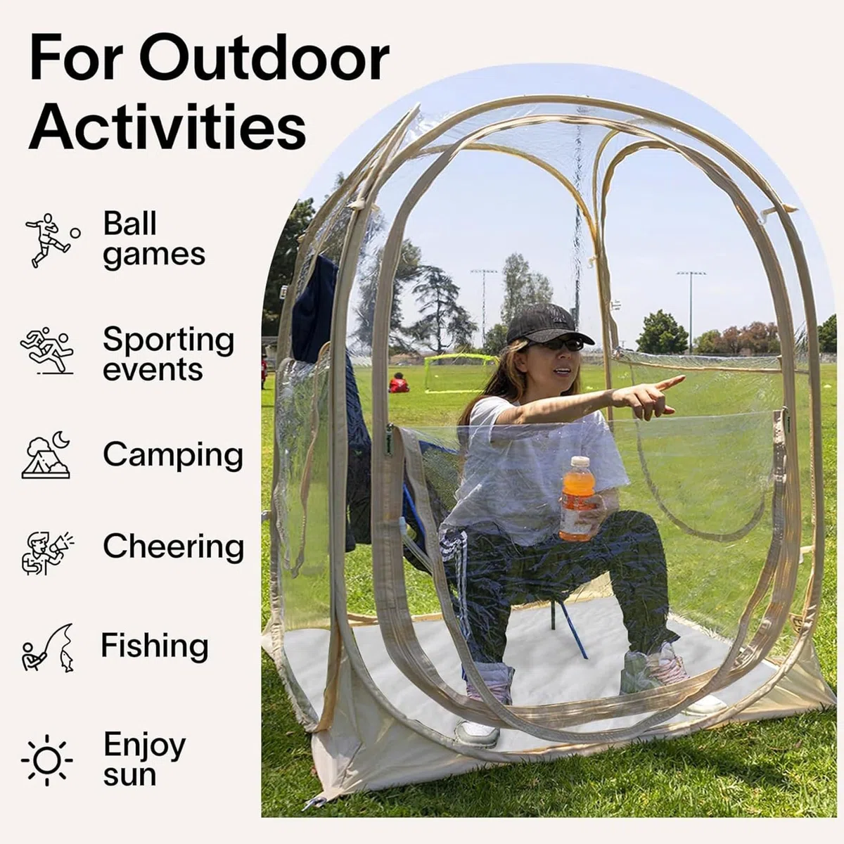 Tente de Sport Toutes Saisons Portable pour 2 à 3 Personnes, Tente à Bulles Transparente idéale pour Les événements en Plein air, Le Camping et l'observation des événements Sportifs