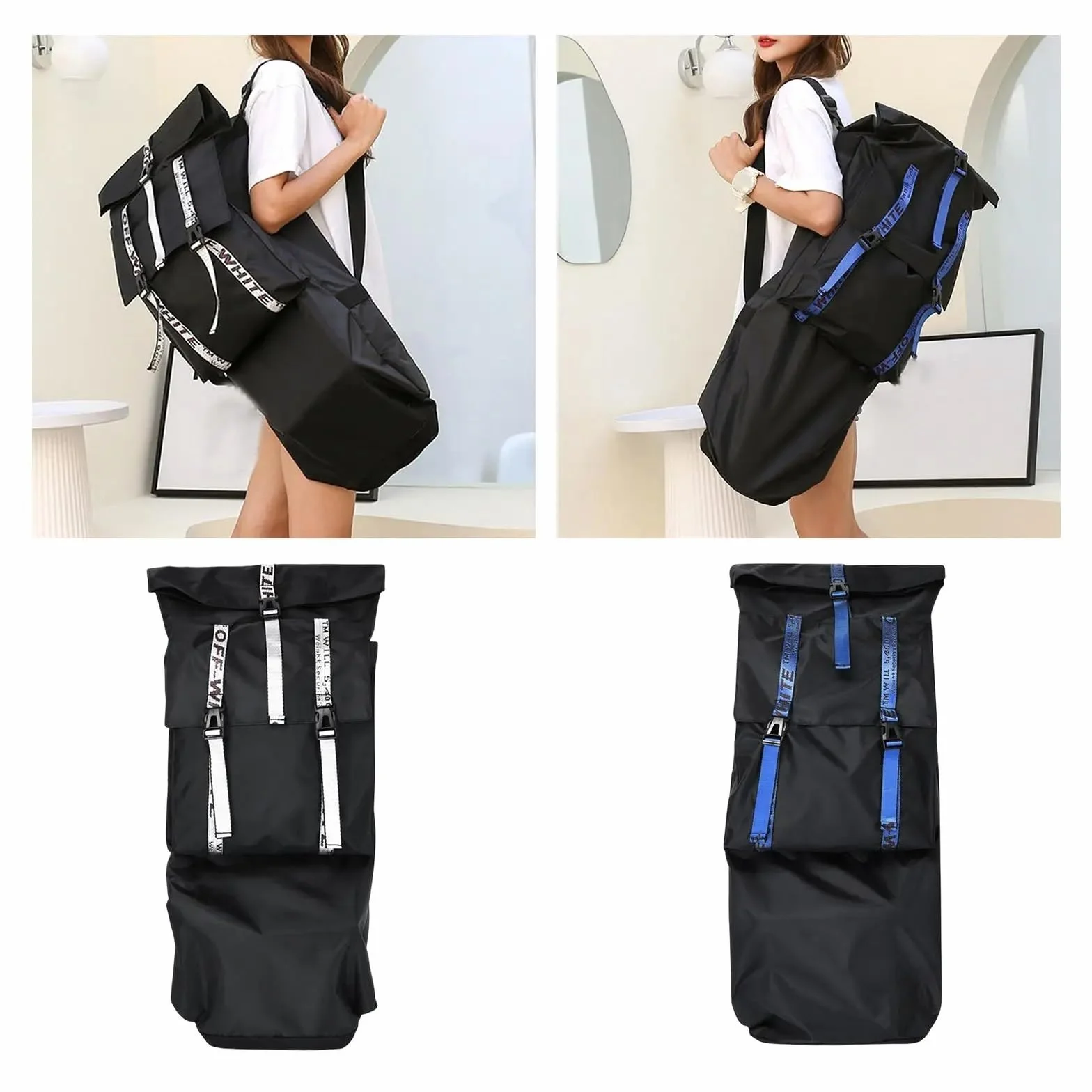 Longboard Housse Sac de Skateboard en Plein air avec bandoulière réglable, Sacs de Transport de Skate Tendance de Rue, Sacs à Dos de Skateboard(Blue)