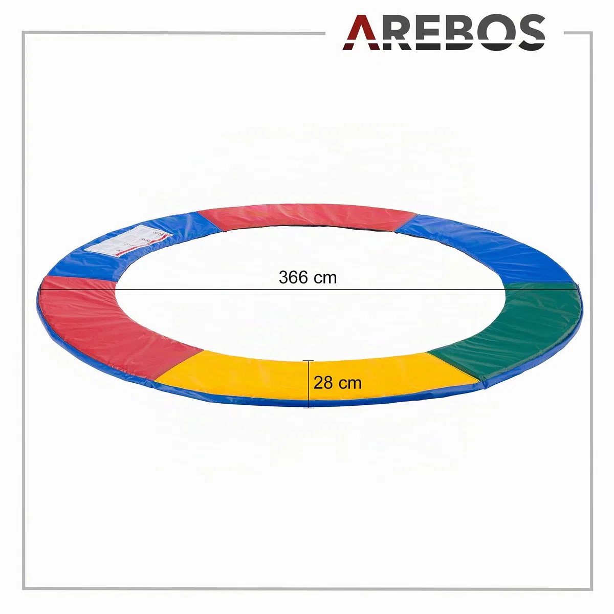 Arebos Coussin de Protection pour Trampoline de Remplacement | Trampoline Couverture Rembourrage | résistant aux intempéries et UV | Anti-déchirure | 366 cm | 6 Couleurs