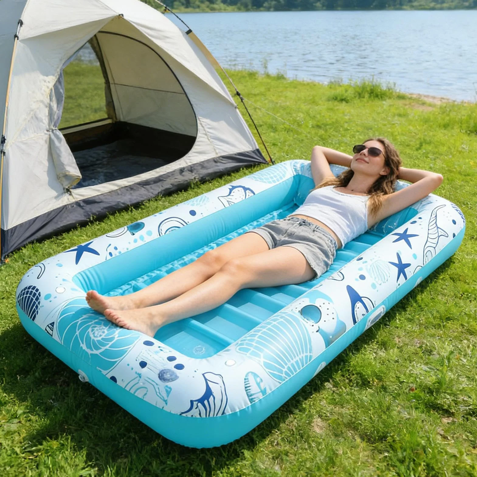 Flottant Gonflable pour Piscine,Bouée de Loisir Aquatique avec Porte-gobelet - Bateau Bassin Solaire Gonflable - pour Adultes, Couples, Familles, Plage, Lac, Résort de Vacances